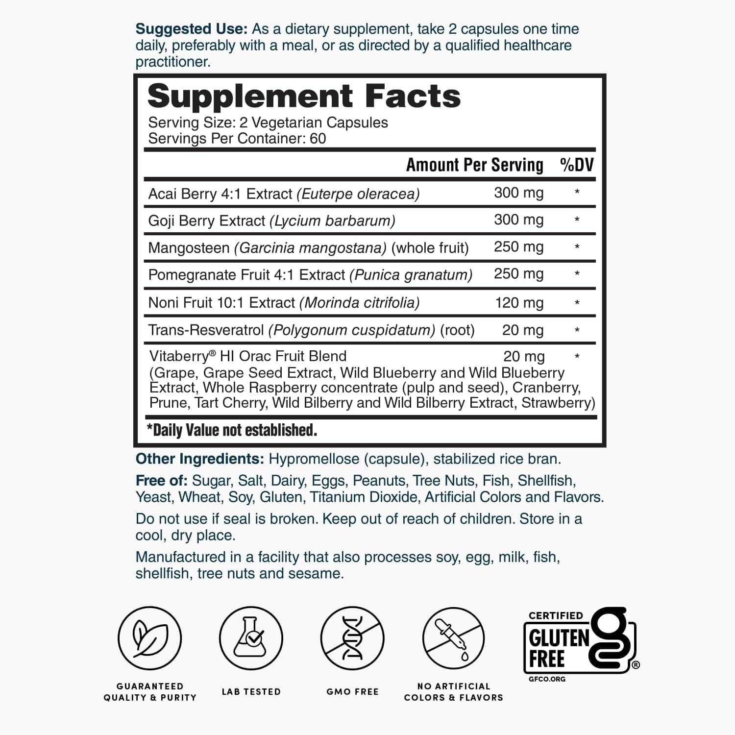 Nature's Lab Resveratrol Supplement 136g ingredients list