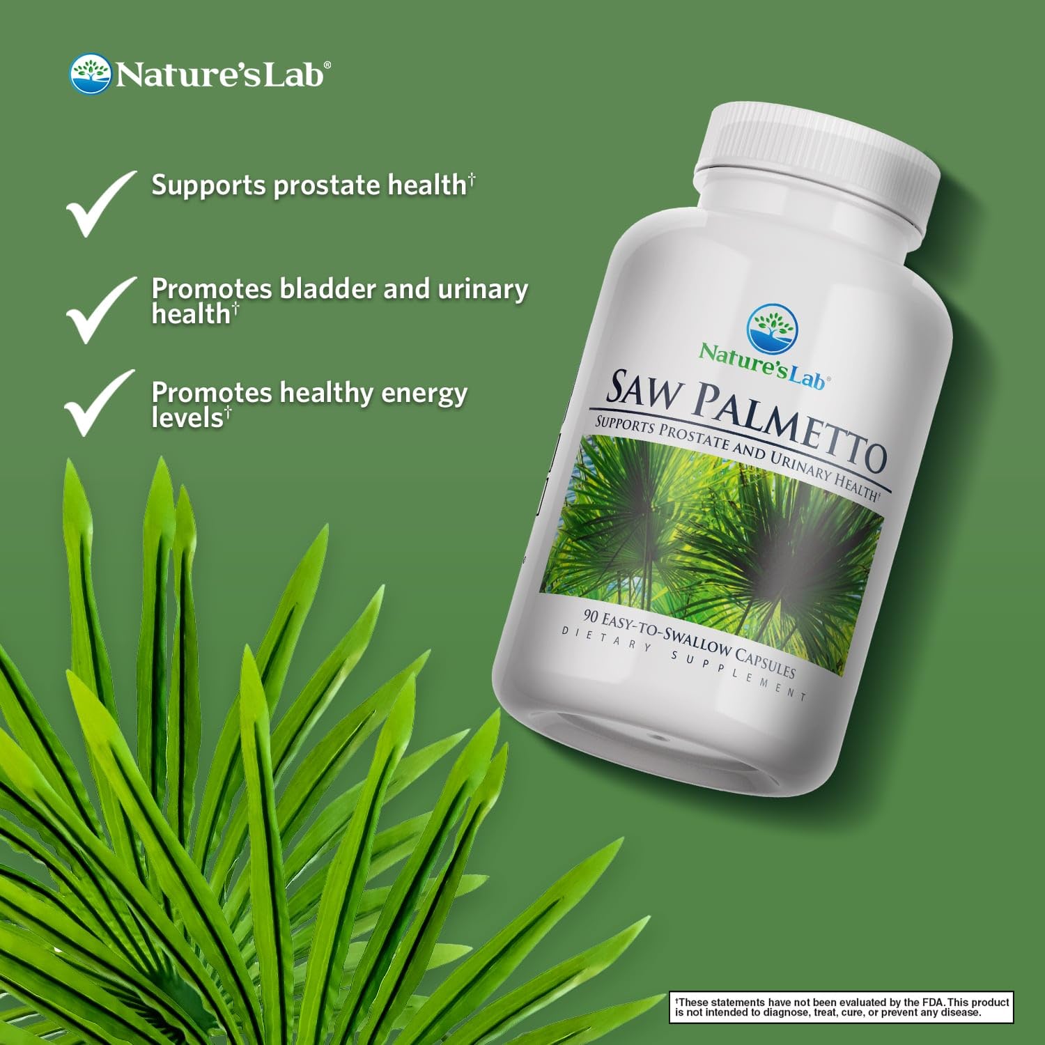 Nature's Lab Saw Palmetto Capsules 450mg side view