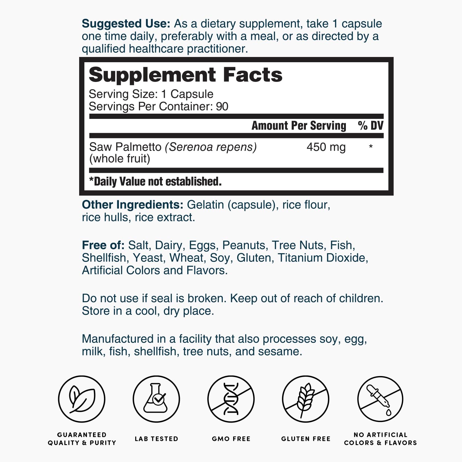 Nature's Lab Saw Palmetto Capsules 450mg with measuring spoon