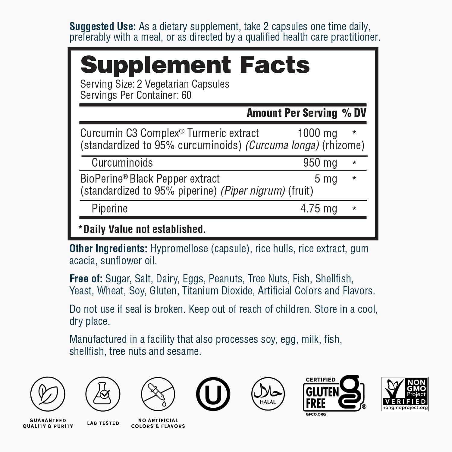 Nature's Lab Turmeric Curcumin C3 Complex 1000mg supplement capsules close-up