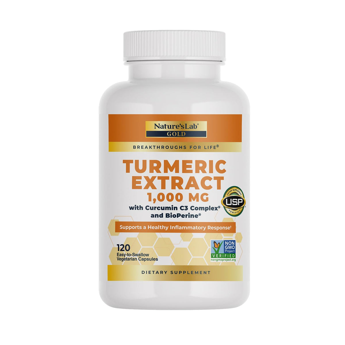 Nature's Lab Turmeric Curcumin C3 Complex 1000mg supplement front view
