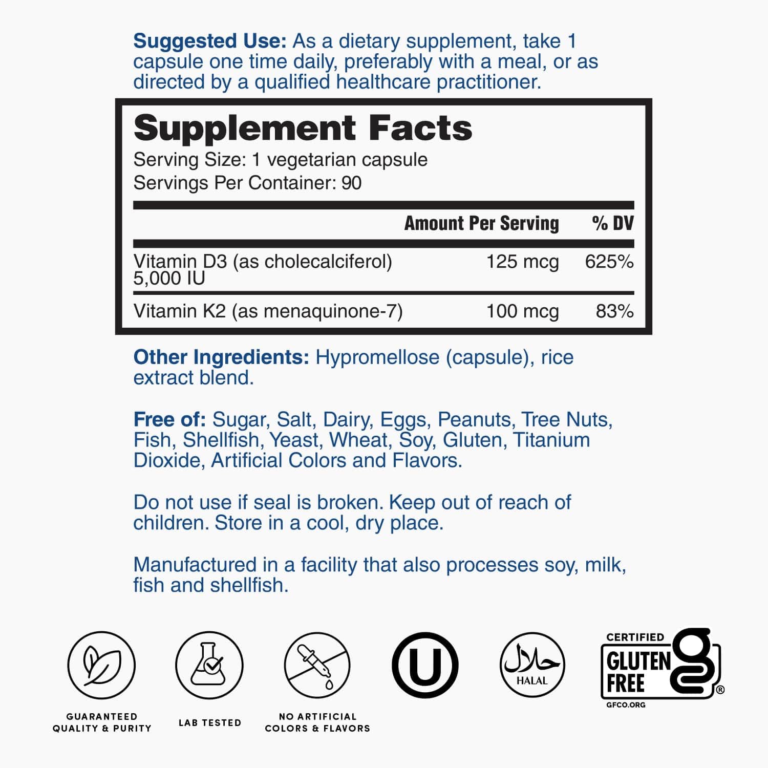Nature's Lab Vitamin D3 Plus 5000 IU and K2 capsules on a wooden table