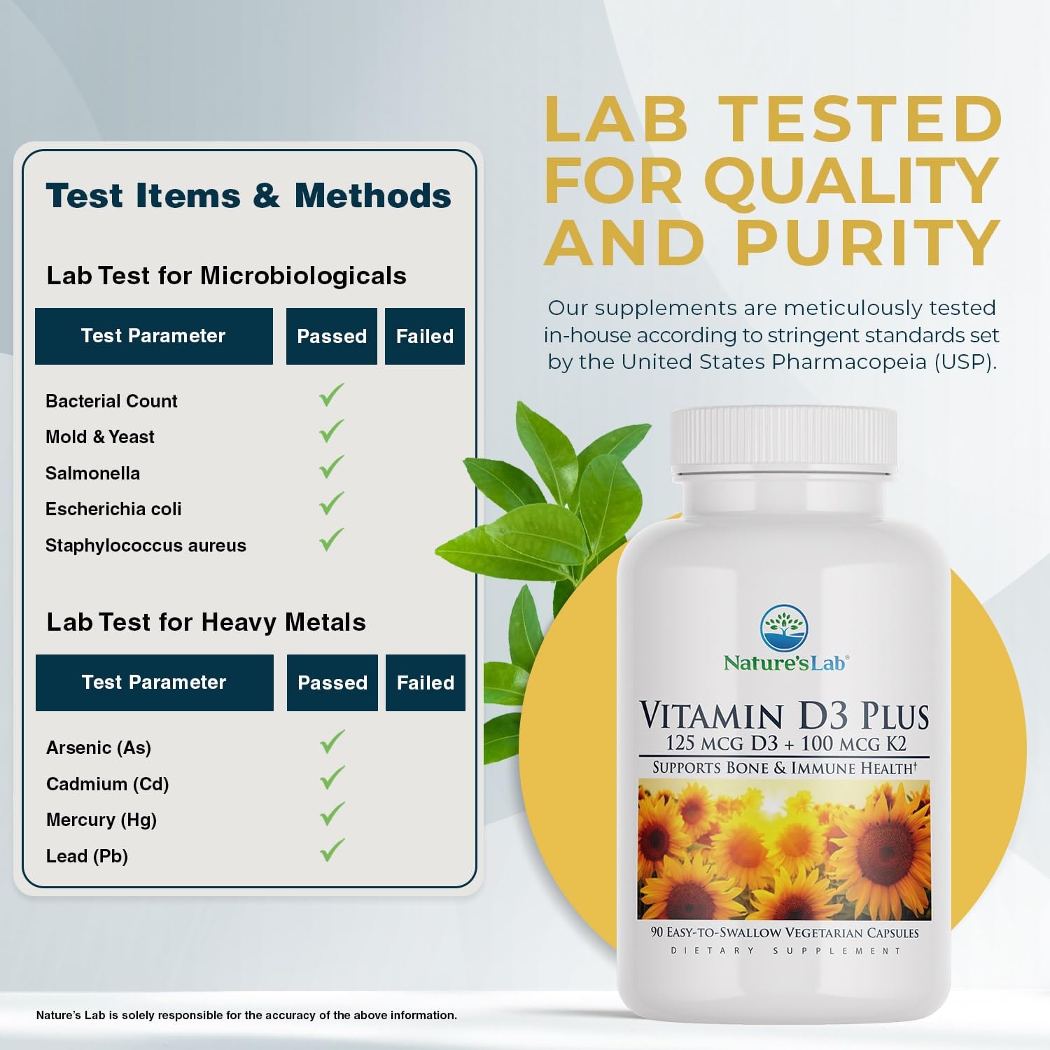 Nature's Lab Vitamin D3 Plus 5000 IU and K2 capsules packaging