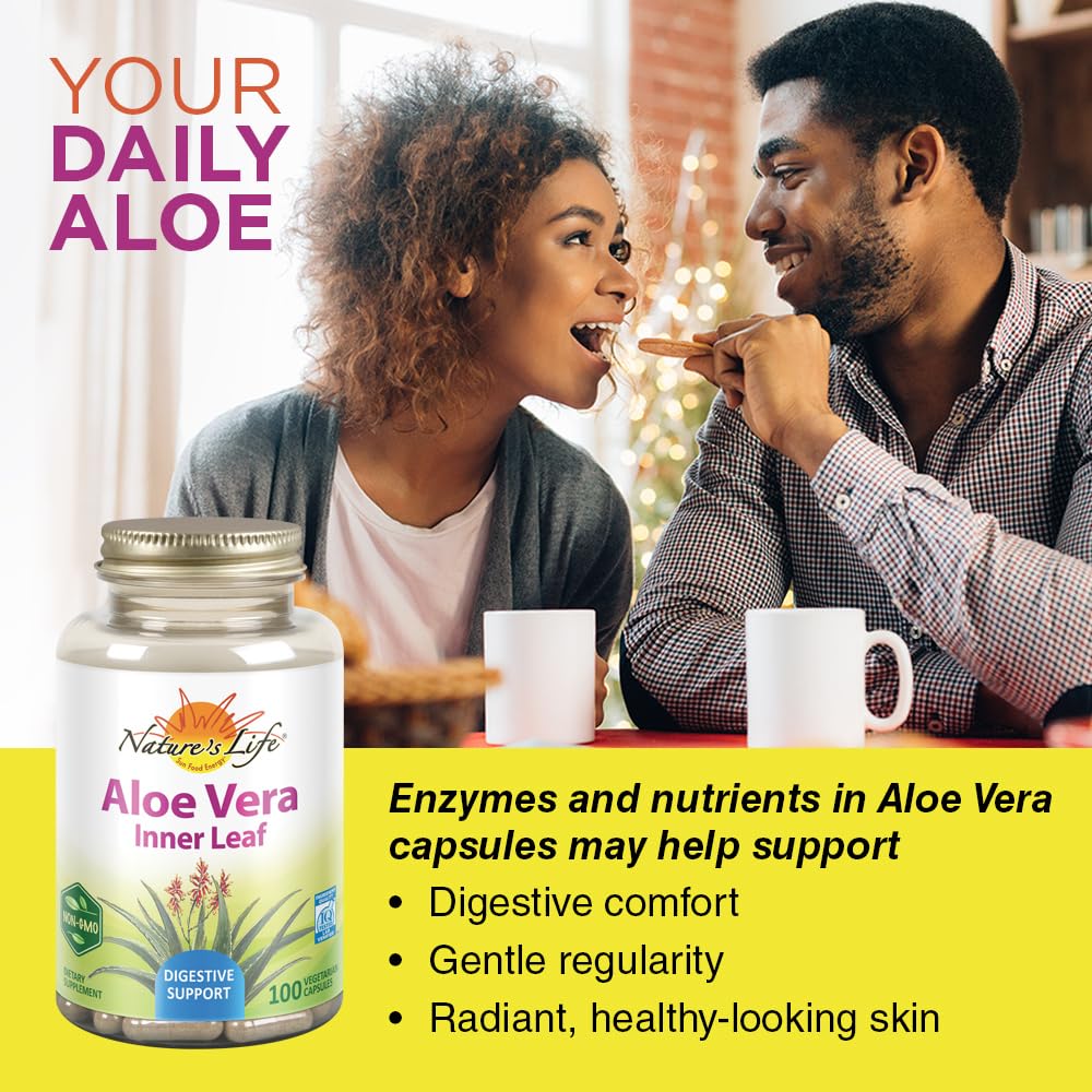 Nature's Life Aloe Vera Capsules 255mg side view