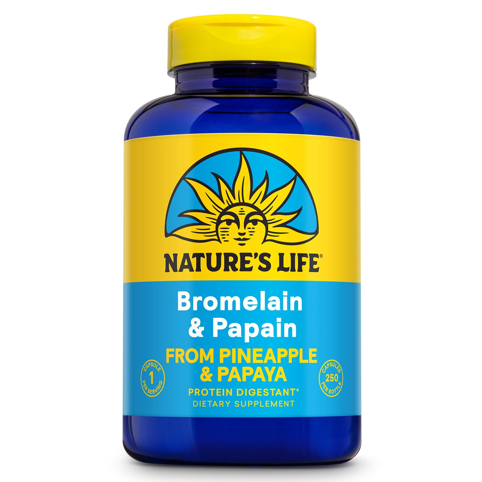 Nature's Life Bromelain and Papain Enzymes 250mg front view