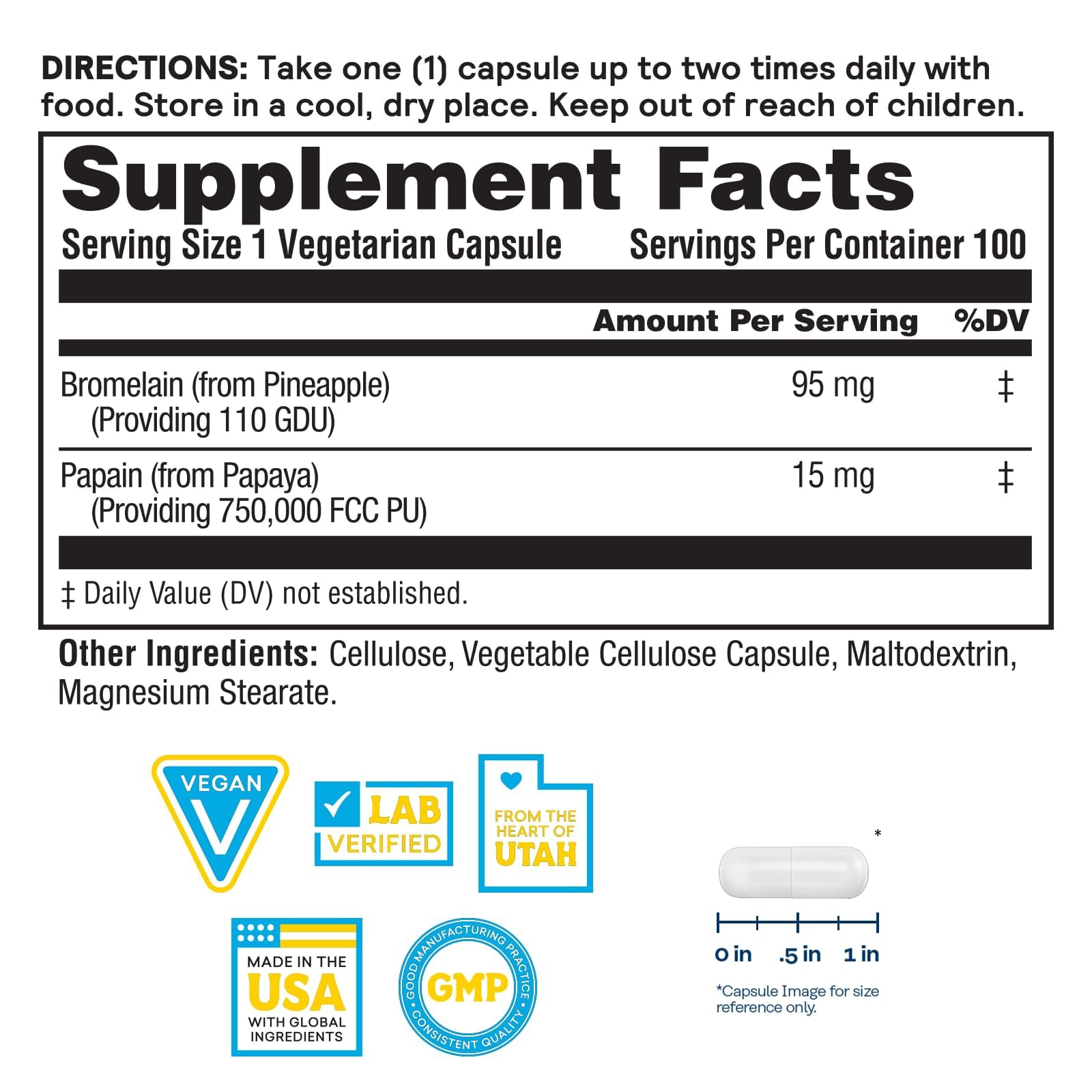Nature's Life Bromelain & Papain capsule bottle side view