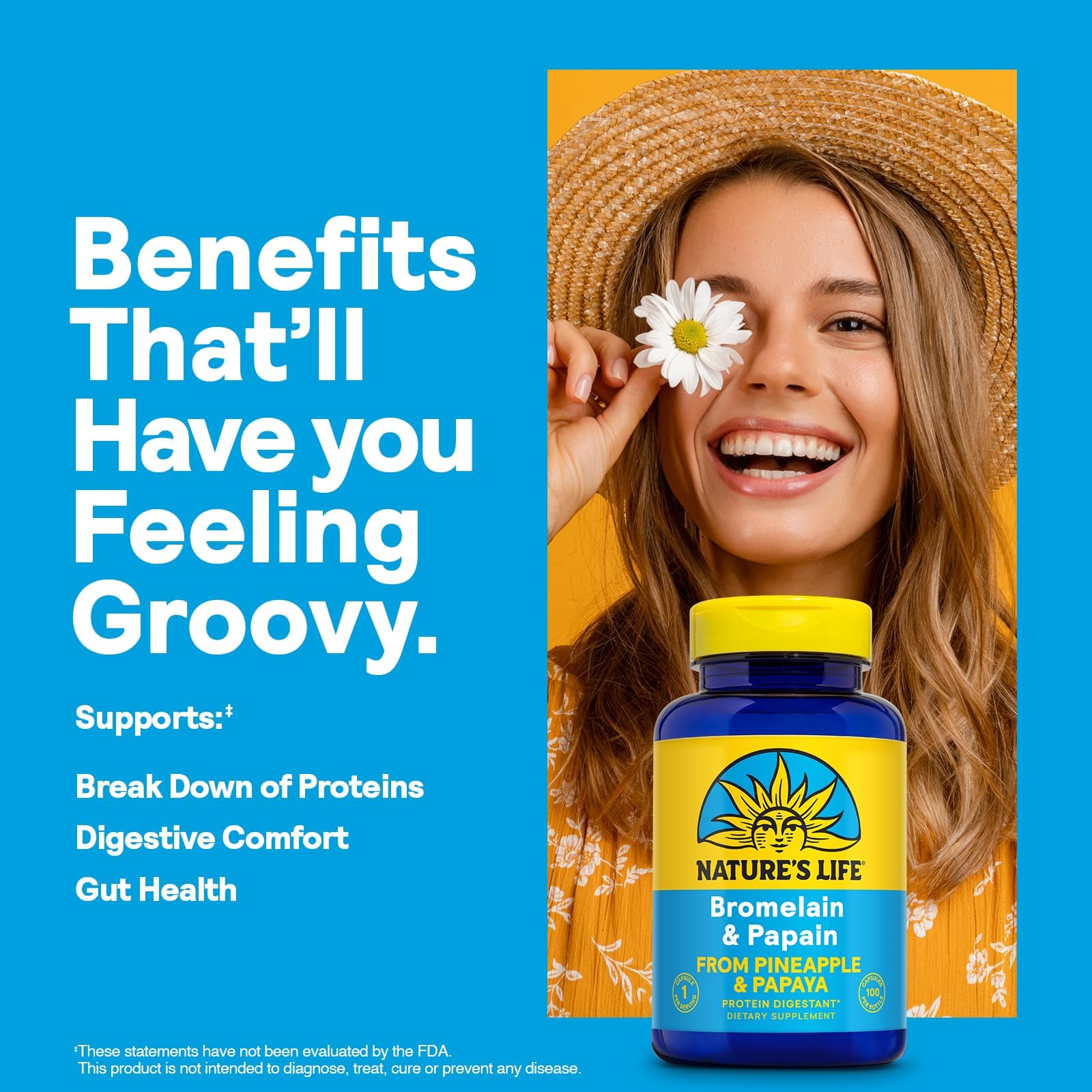 Nature's Life Bromelain & Papain capsule close-up