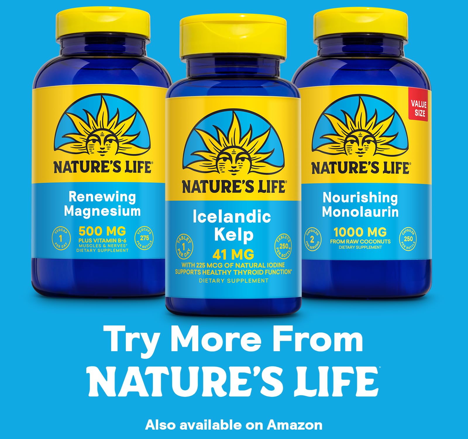 Nature's Life Kelp Tablets 100g on a wooden table