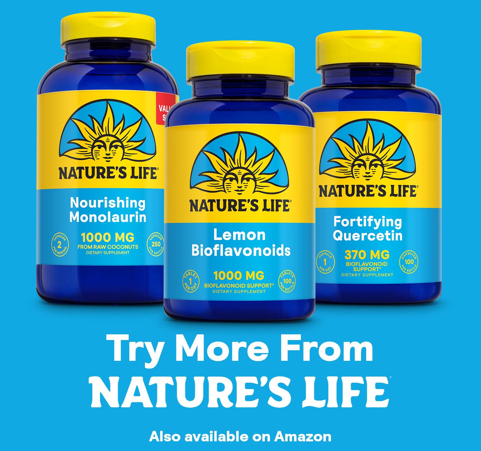 Nature's Life Lemon Bioflavonoids 1000mg supplement with fresh lemons
