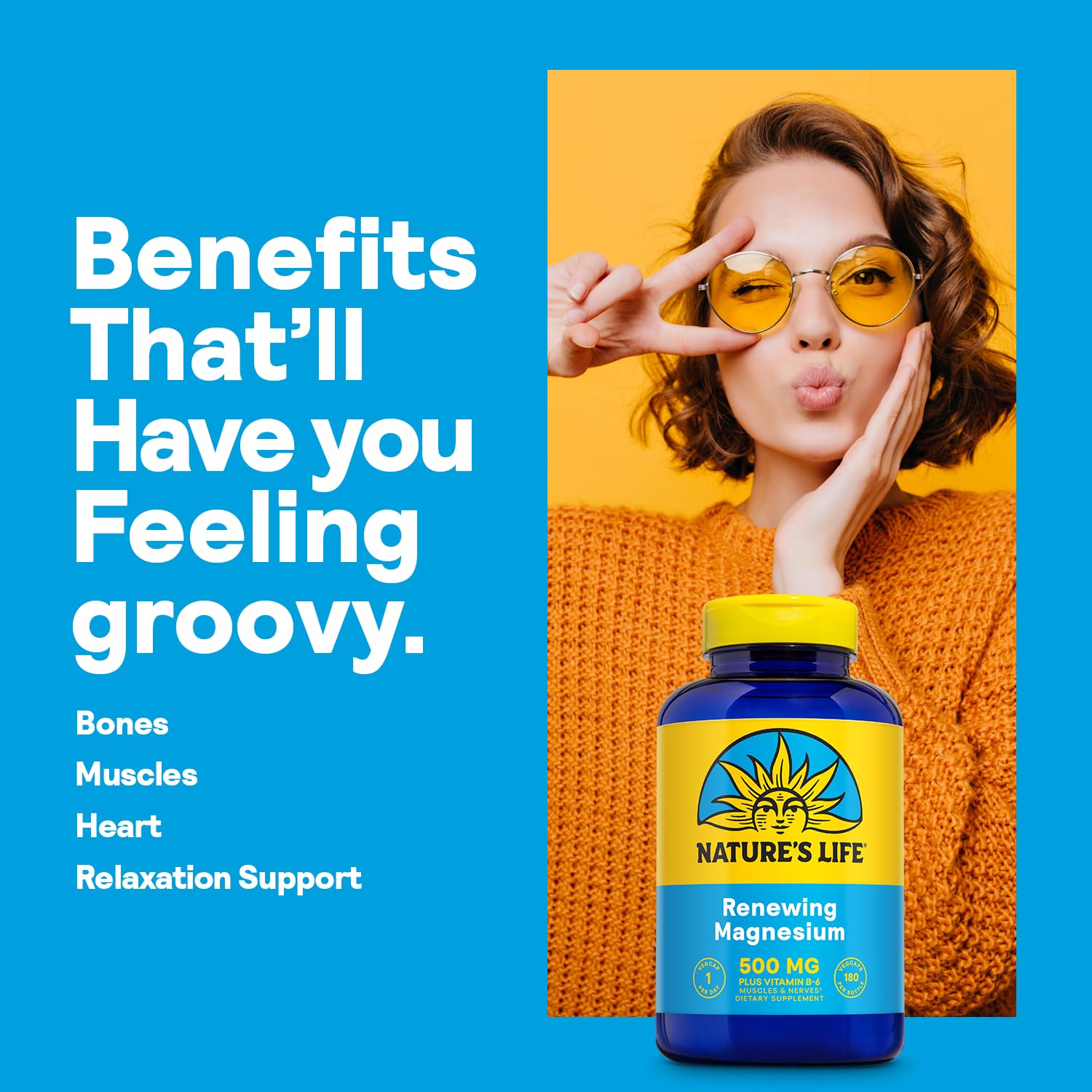 Nature's Life Magnesium 500mg capsules close-up