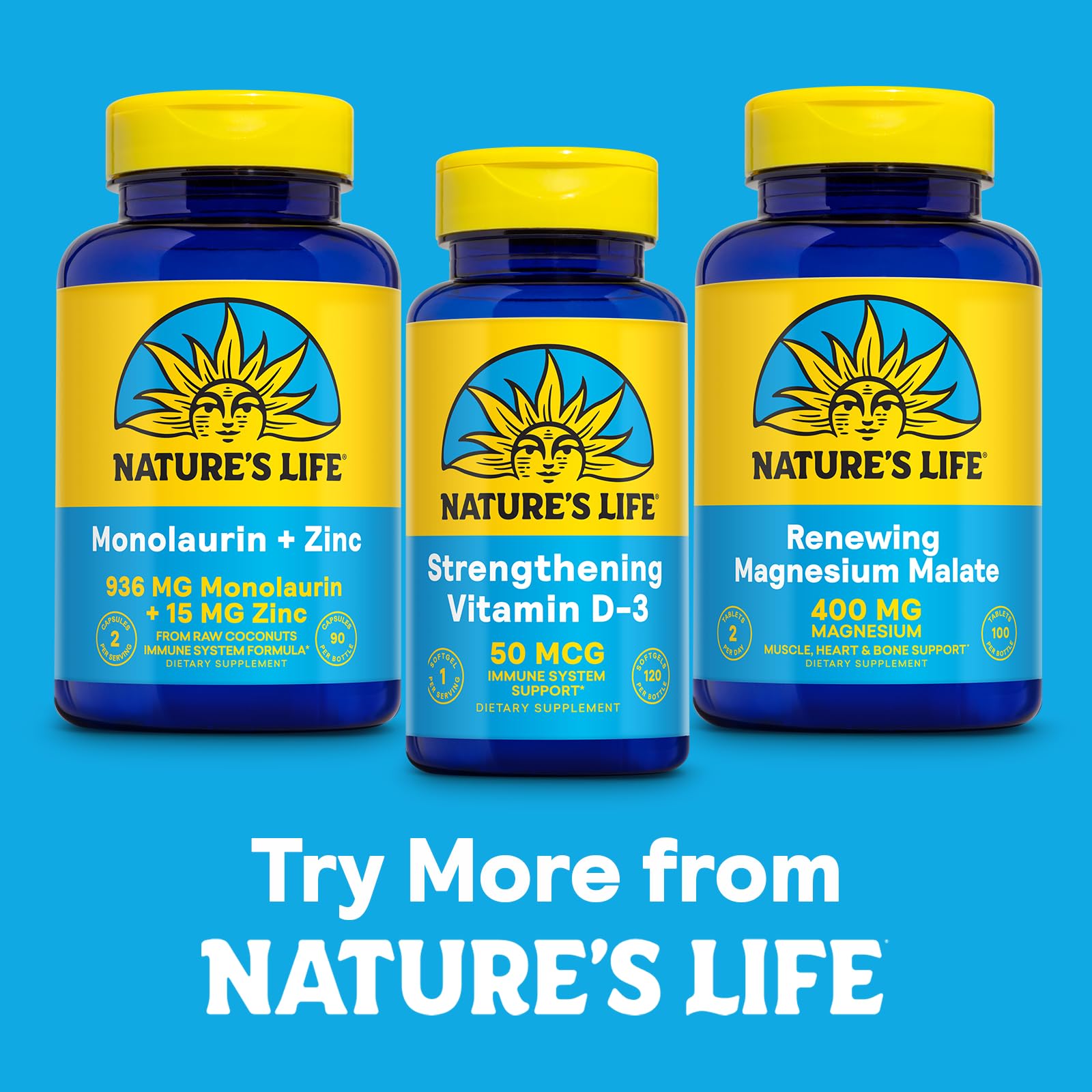 Nature's Life Magnesium Malate 400mg supplement packaging on table
