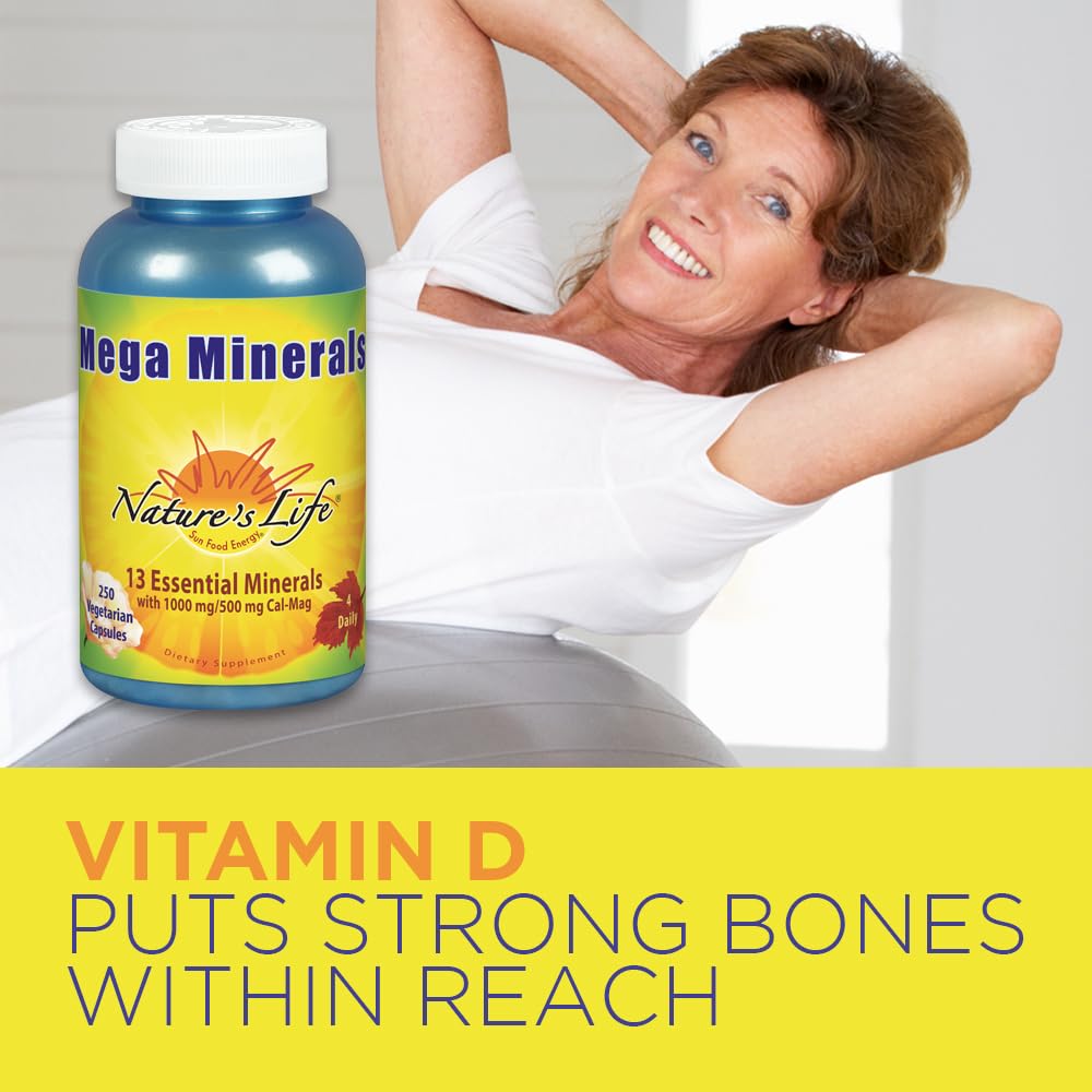 Nature's Life Mega Mineral Supplement 381g side view showing capsule