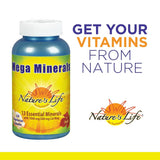 Nature's Life Mega Mineral Supplement 381g with a measuring spoon