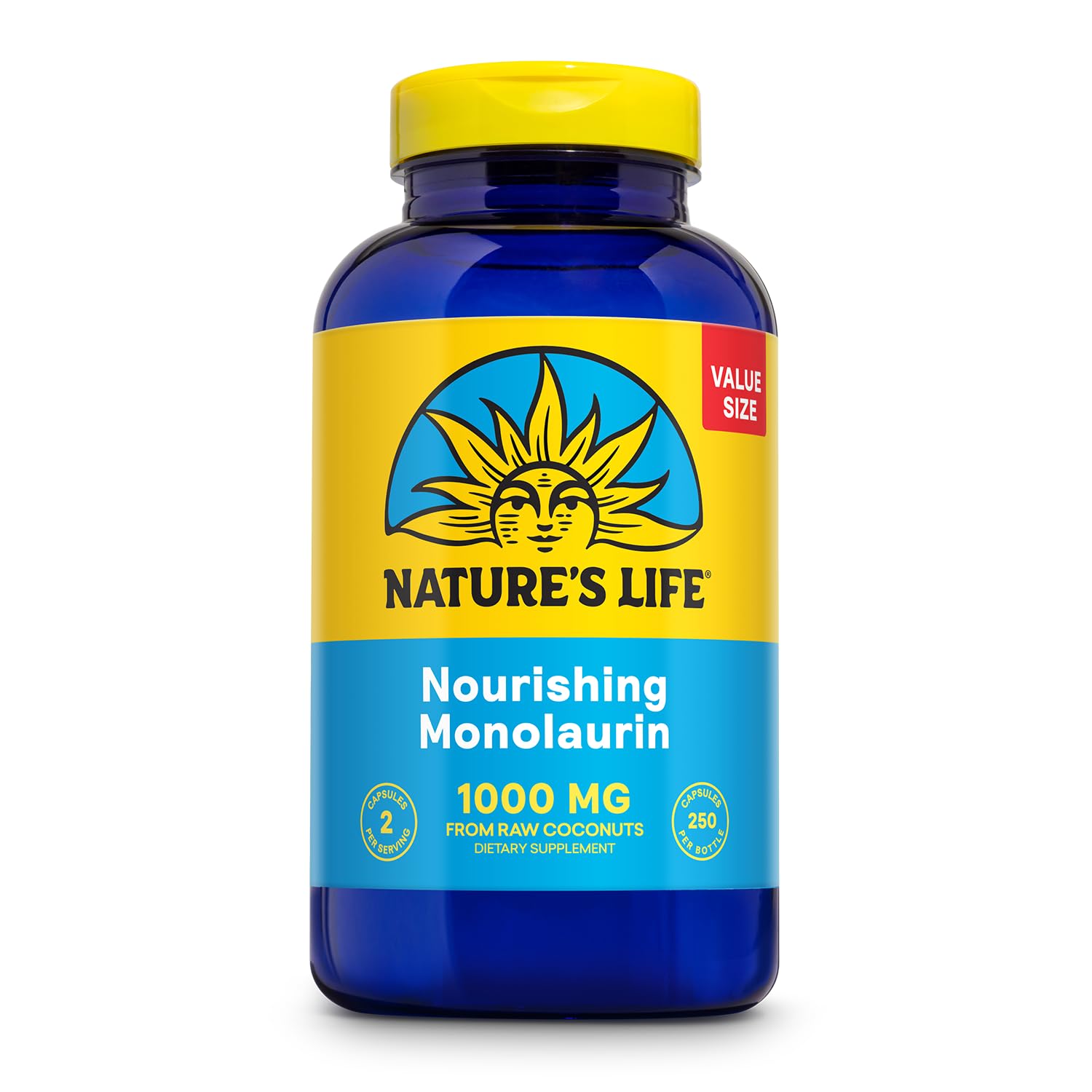 Nature's Life Monolaurin 1000mg capsules front view