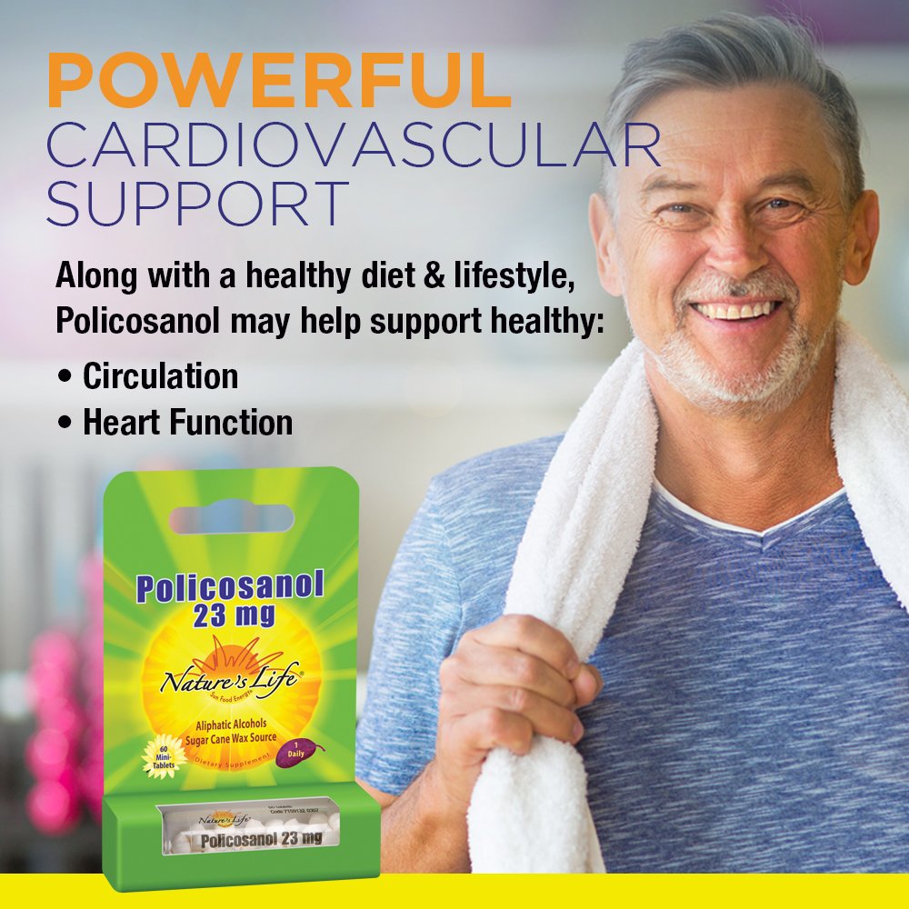 Nature's Life Policosanol Supplement 60 Capsules back view