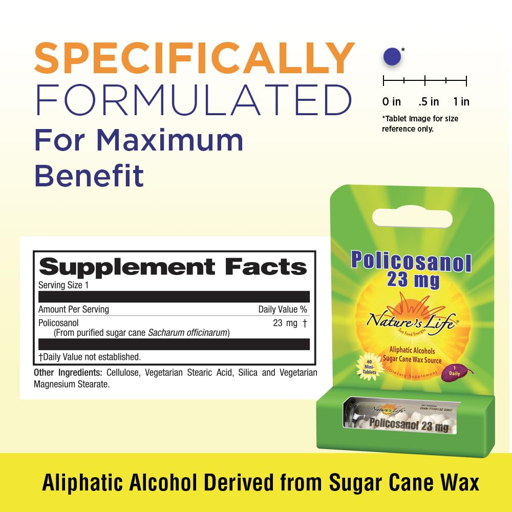 Nature's Life Policosanol Supplement 60 Capsules side view