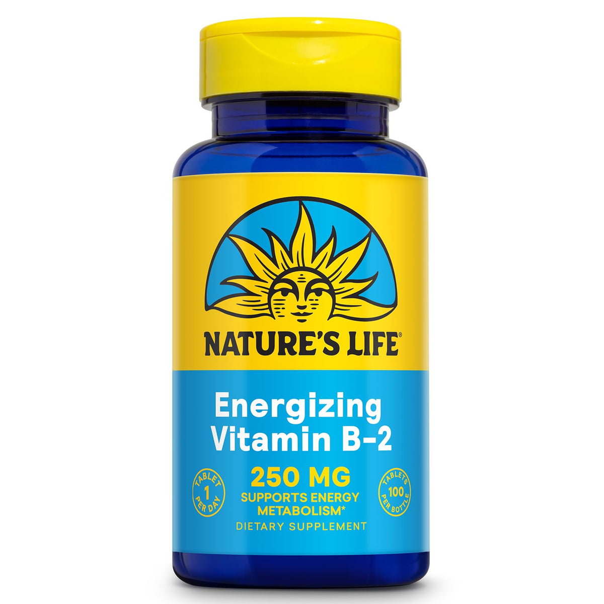 Nature's Life Vitamin B-2 250mg tablets front view
