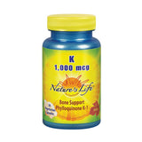Nature's Life Vitamin K1 1000mcg vegetarian capsules front view