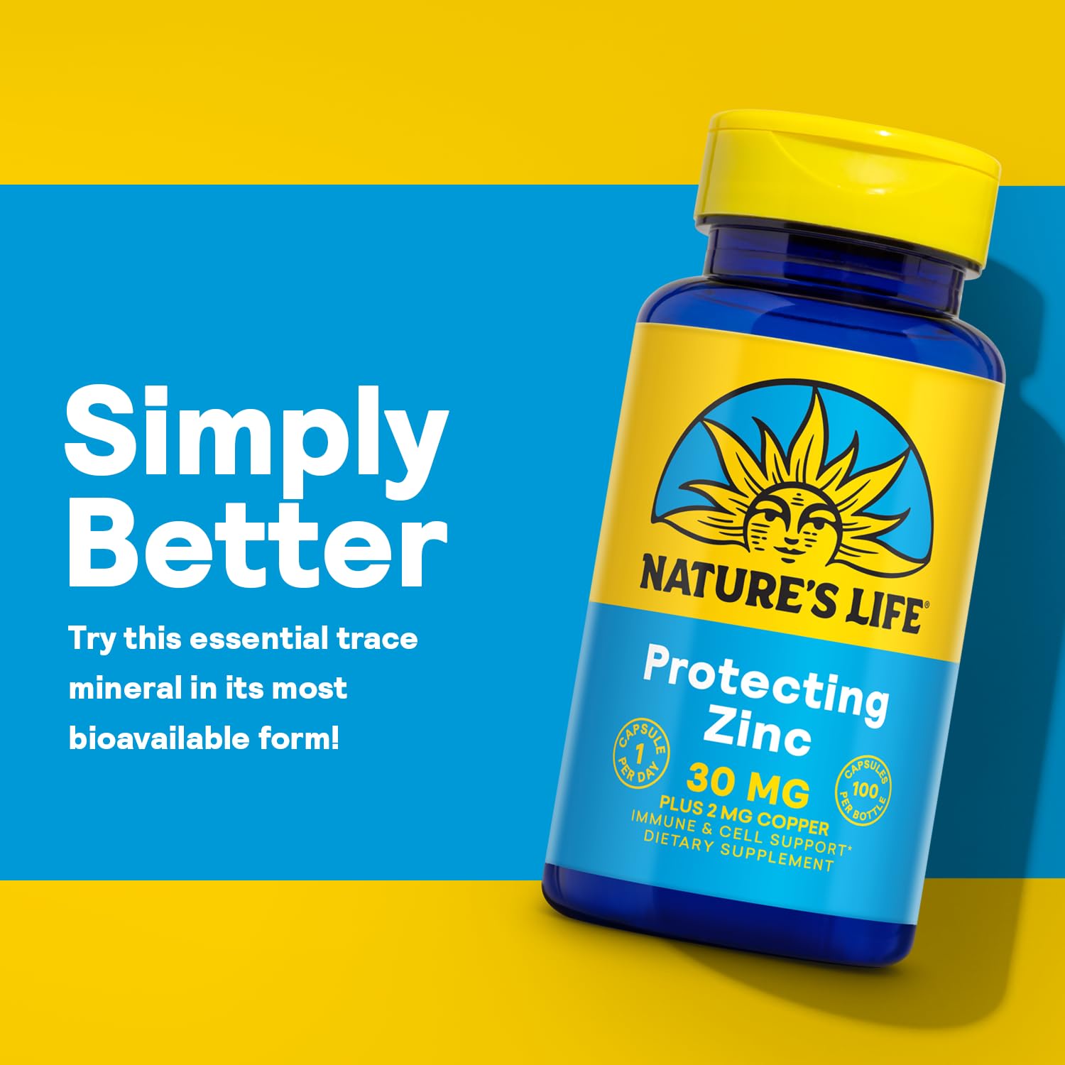 Nature's Life Zinc Copper Supplement 30mg capsules close-up