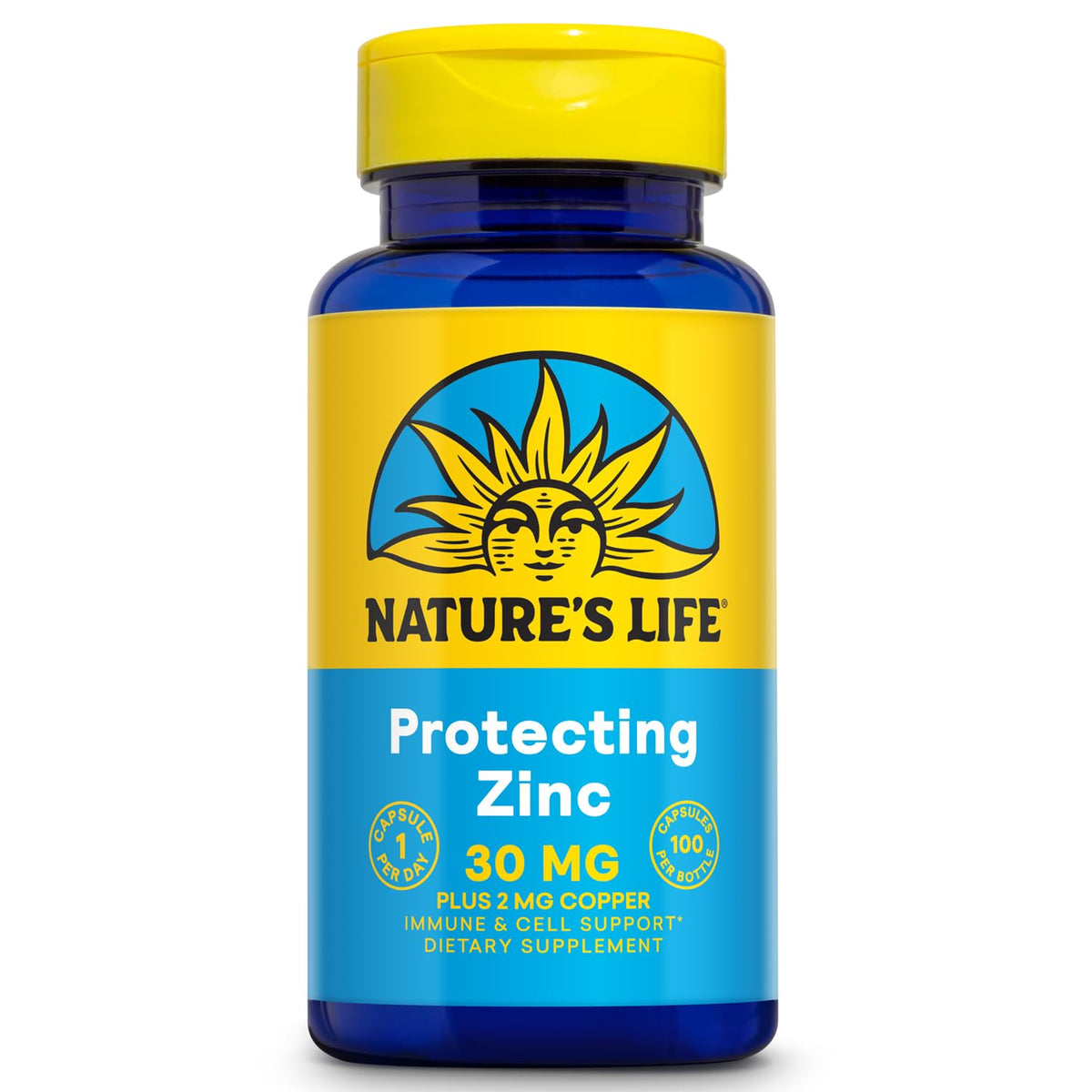Nature's Life Zinc Copper Supplement 30mg front view