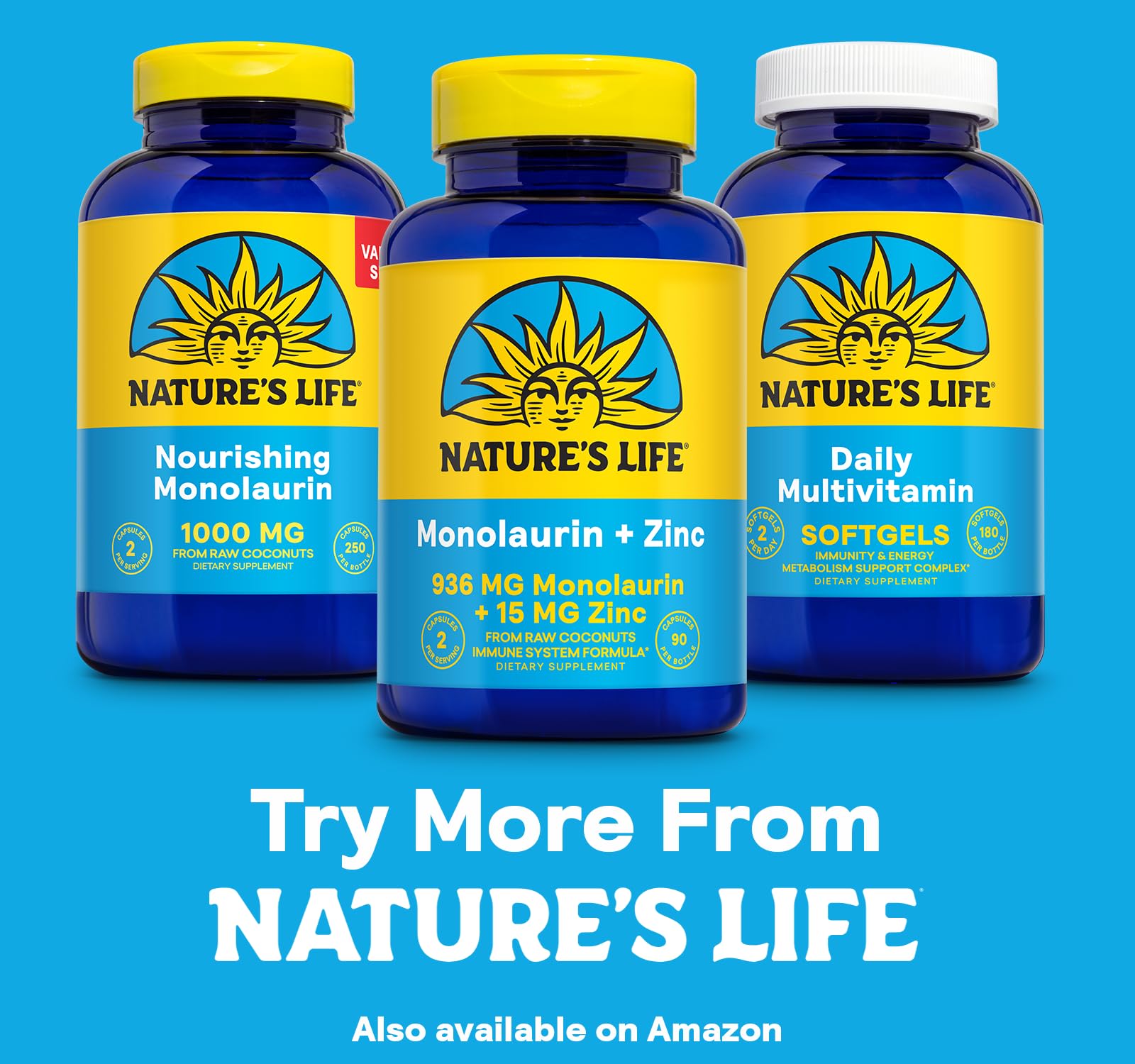 Nature's Life Zinc Picolinate & Monolaurin Capsules with a glass of water
