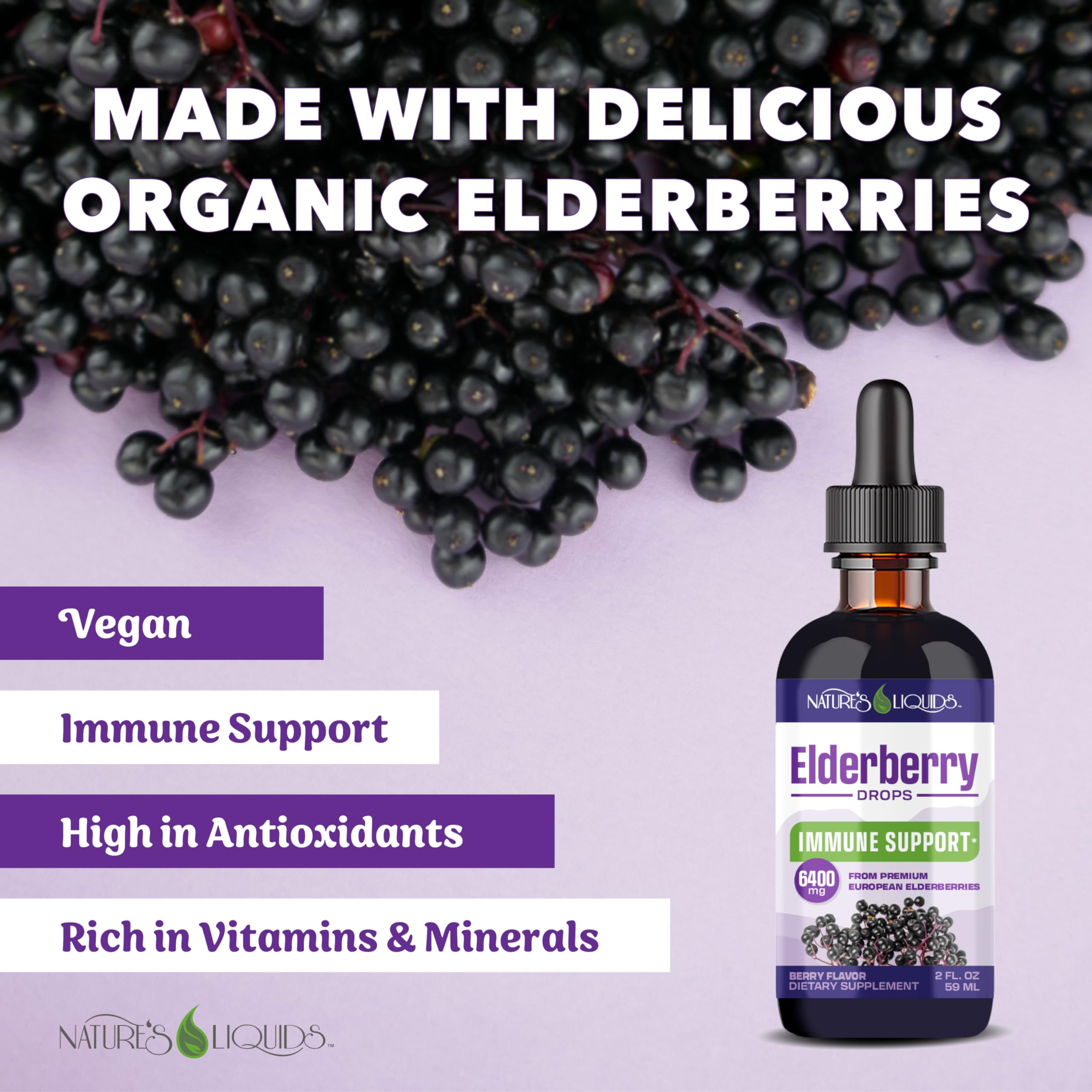 Nature's Liquids Elderberry Drops label close-up