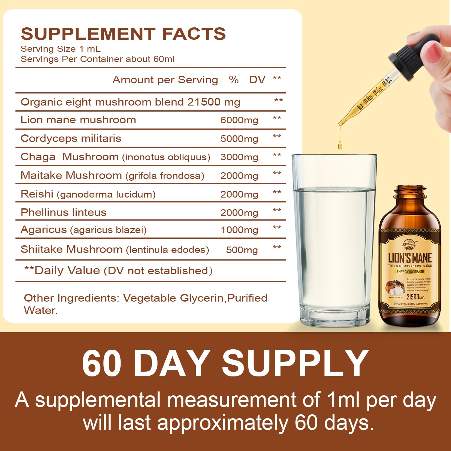 Nature's Live Mushroom Tincture 120ml with graduated dropper