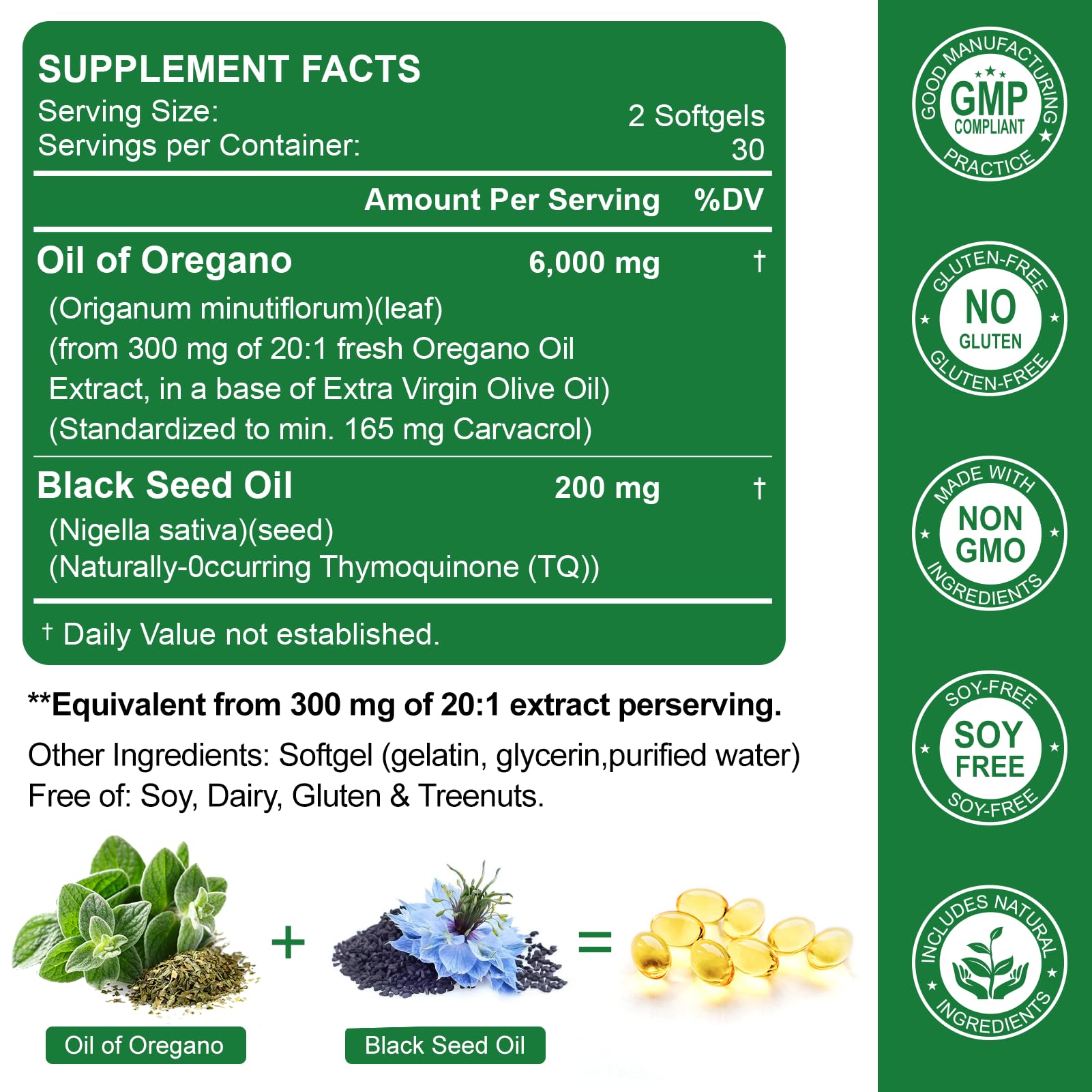 Nature's Live Oil of Oregano Softgels showing softgel capsules
