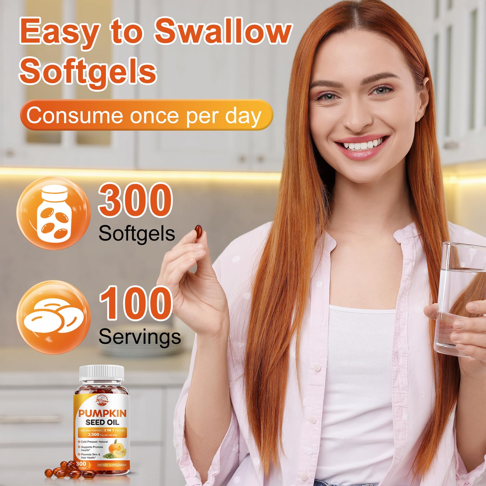 Nature's live Pumpkin Seed Oil Softgels packaging details