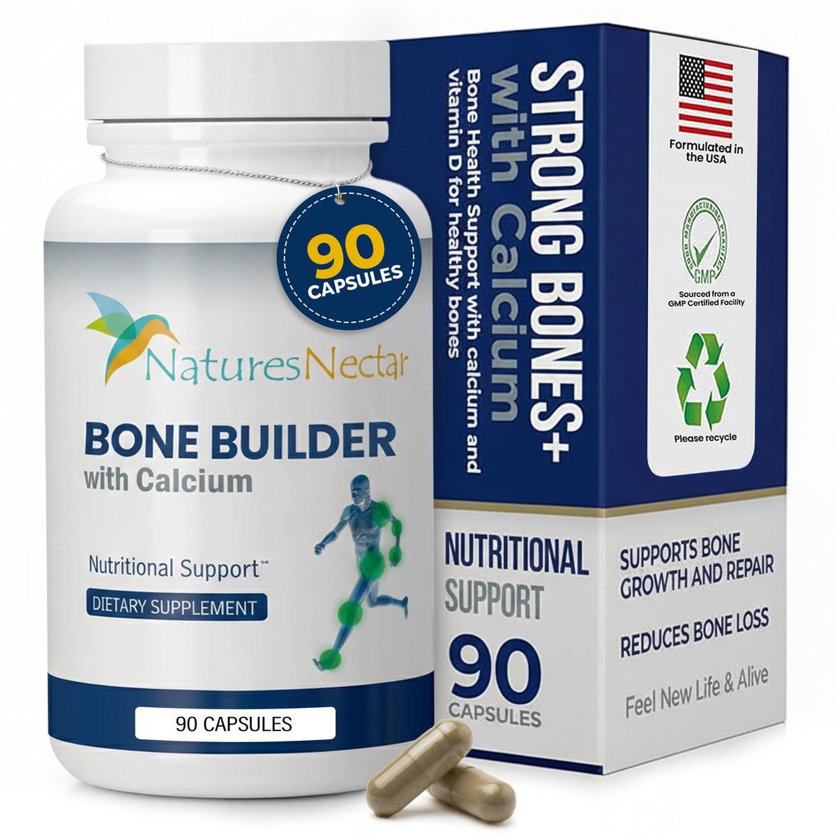 Nature's Nectar Calcium Supplement 90 capsules front view