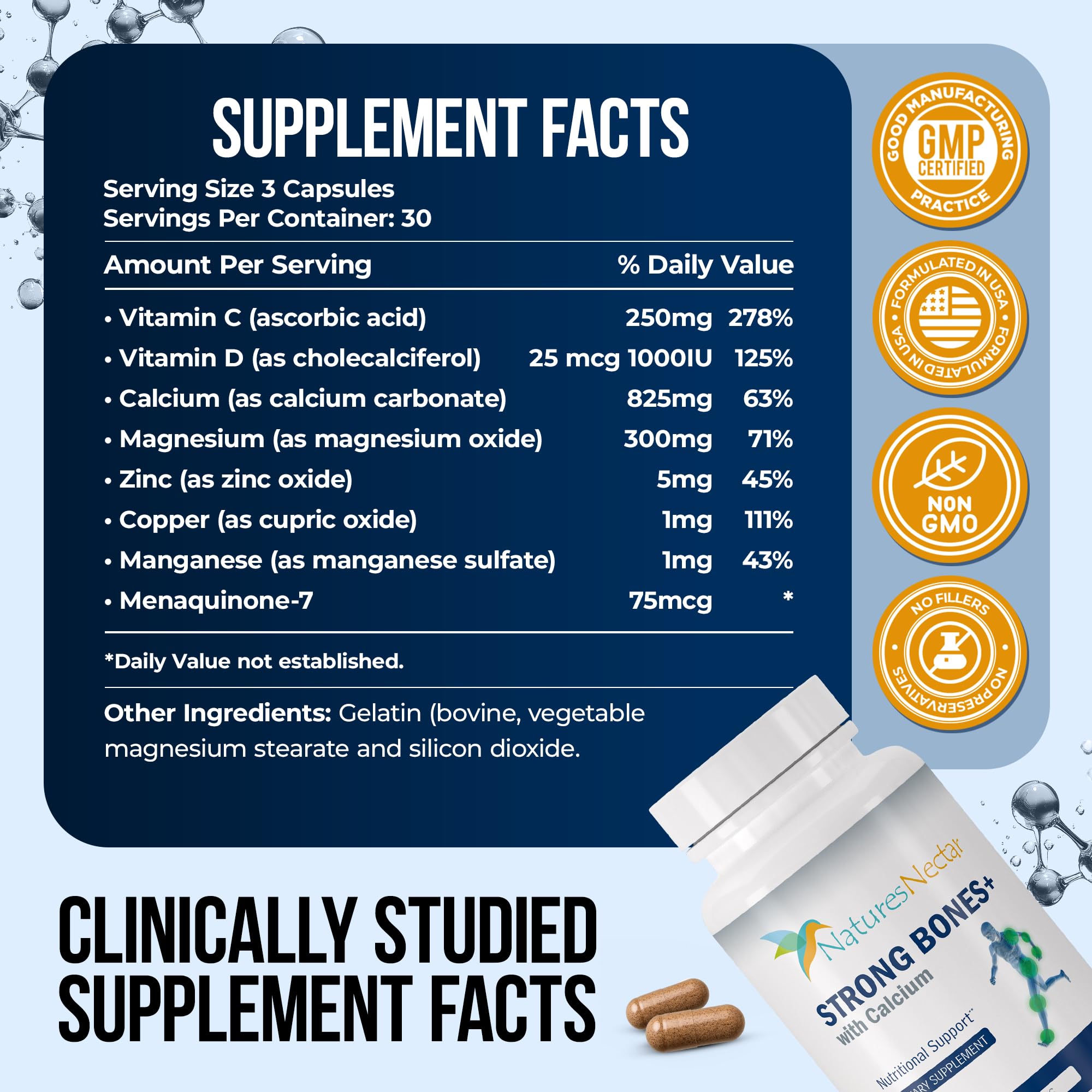 Nature's Nectar Calcium Supplement side view with label