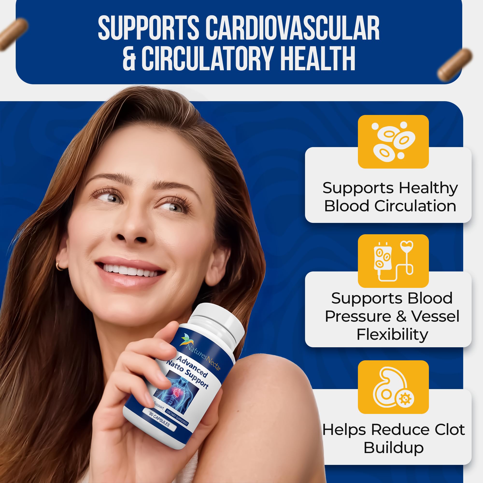 Nature's Nectar Nattokinase Supplement 250mg bottle with label