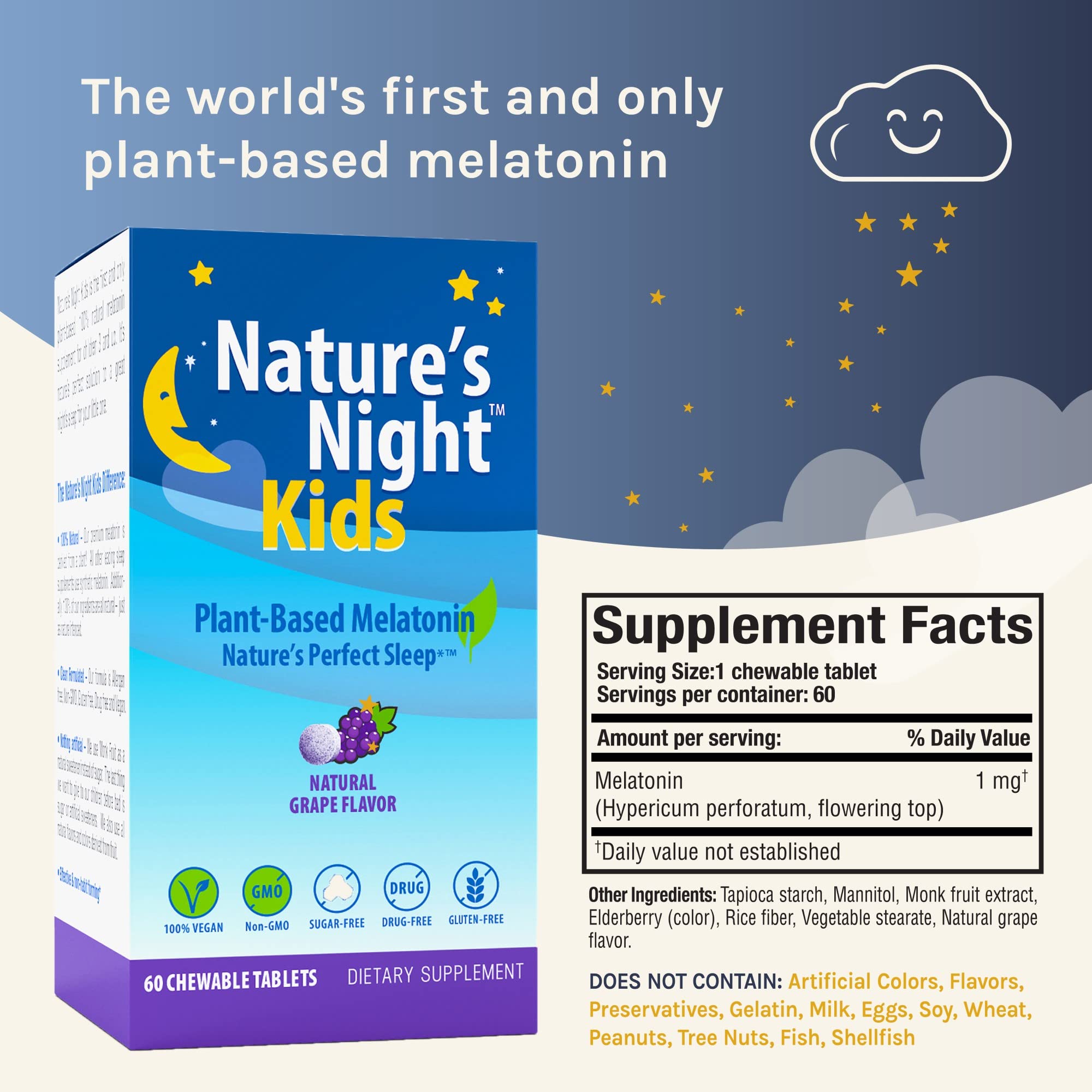 Nature's Night Kids packaging with grape flavour label