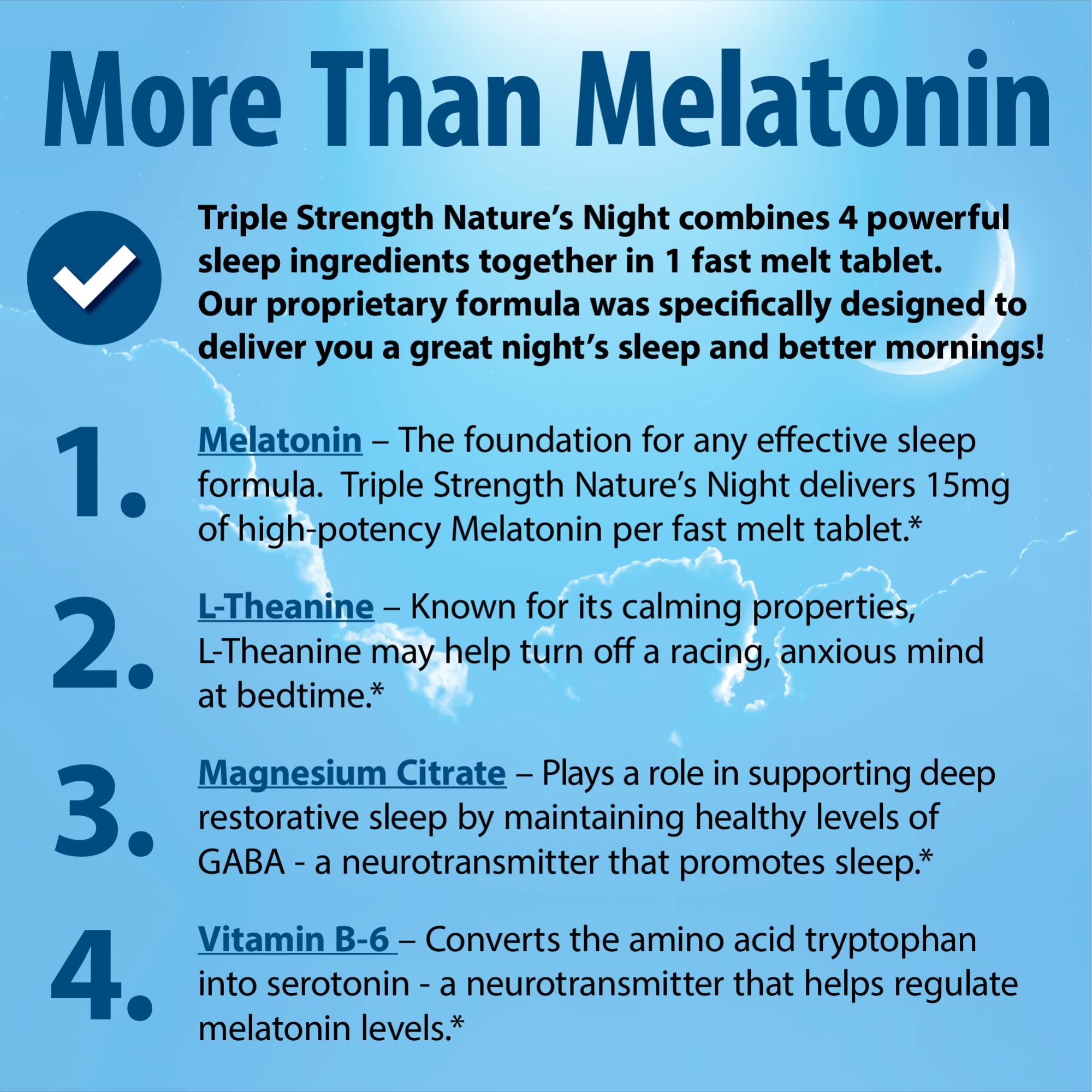 Nature's Night Melatonin 15mg ingredients list on packaging