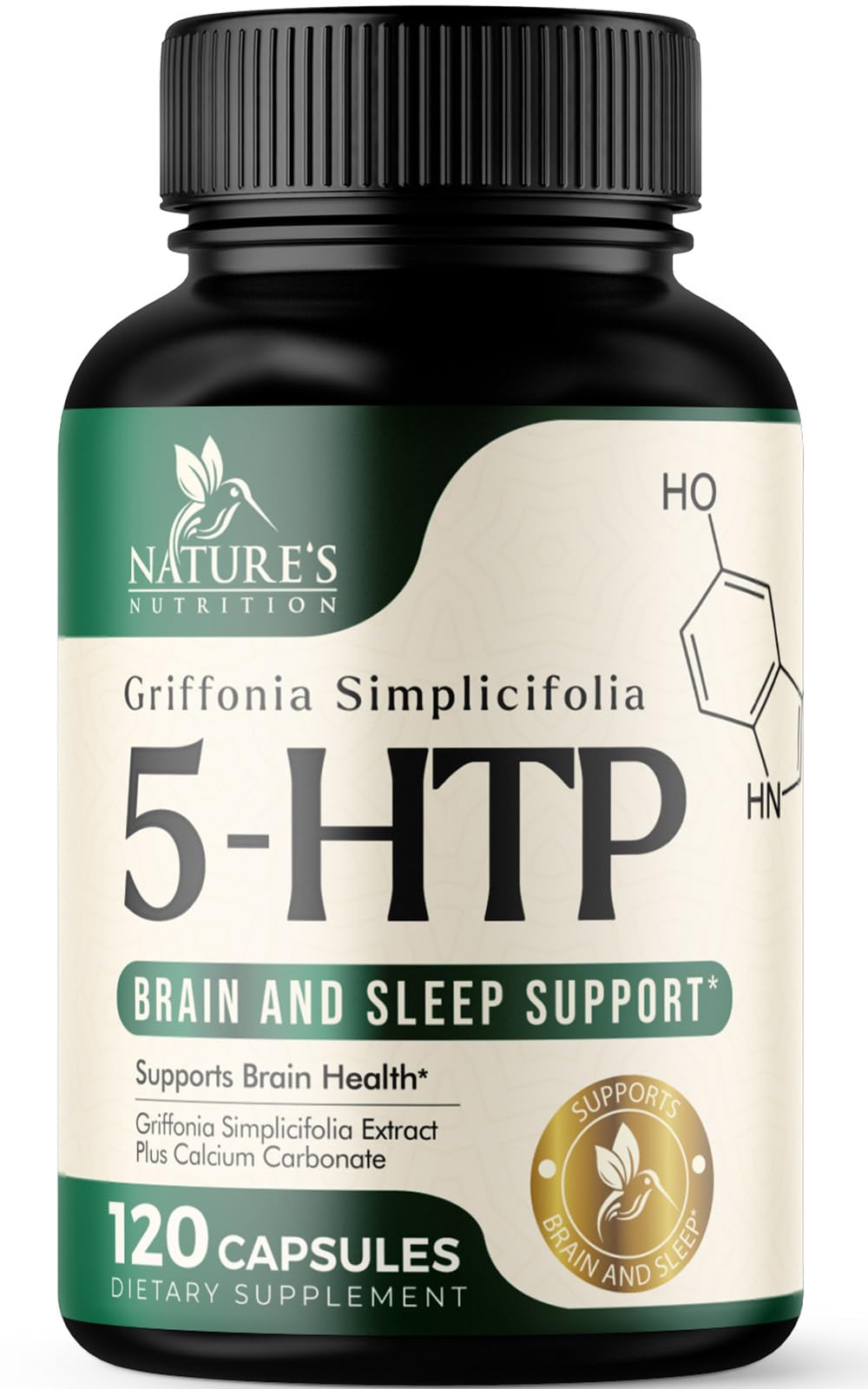 Nature's Nutrition 5-HTP Extra Strength 200mg capsule bottle front view