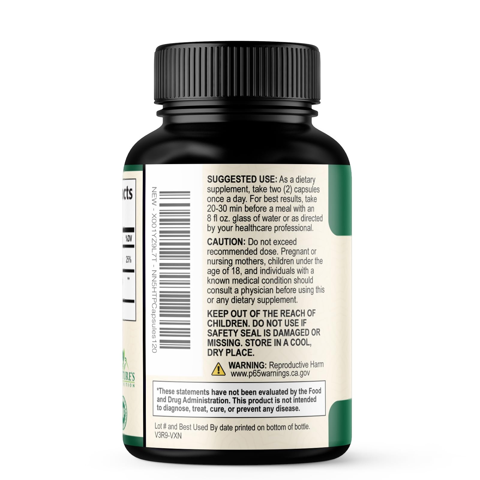 Nature's Nutrition 5-HTP Extra Strength 200mg capsules packaging details