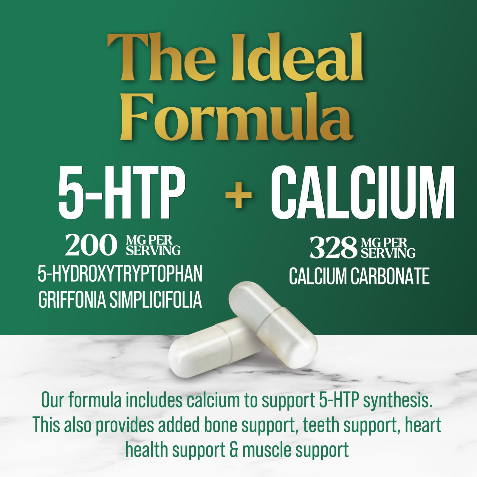 Nature's Nutrition 5-HTP Extra Strength 200mg capsules with dosage details