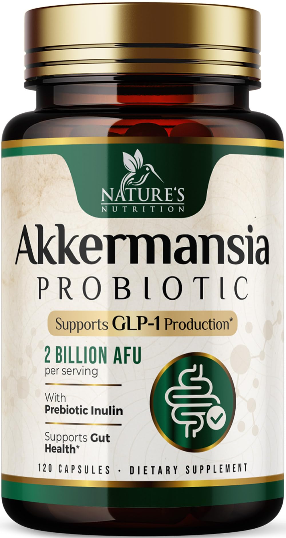 Nature's Nutrition Akkermansia Probiotic Supplement front view