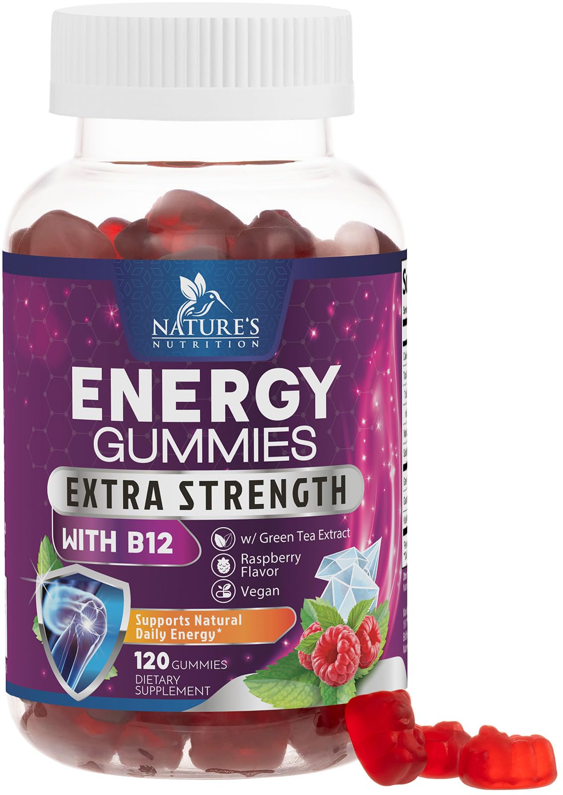 Nature's Nutrition B12 Energy Gummies front view with packaging