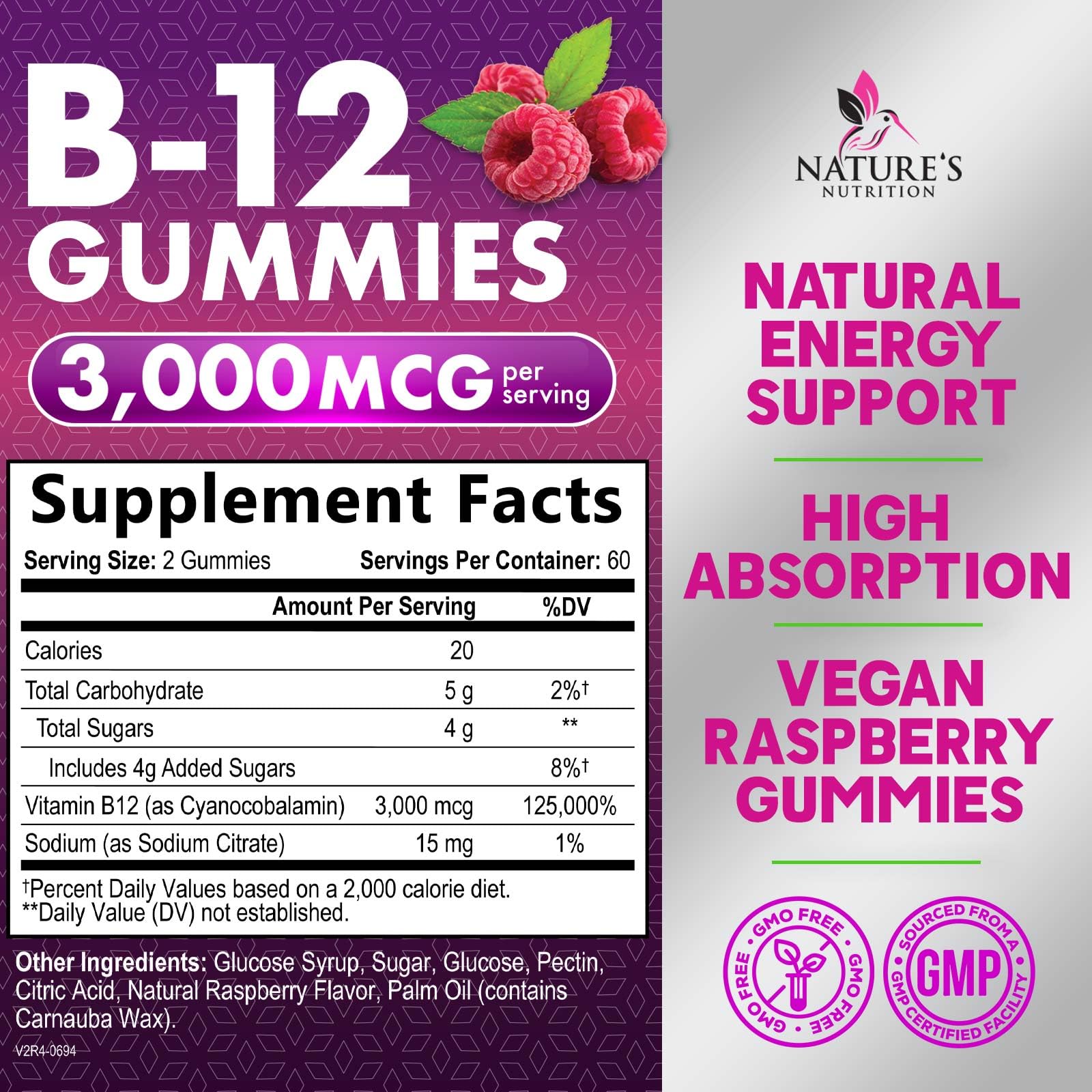 Nature's Nutrition B12 Gummies close-up of gummies