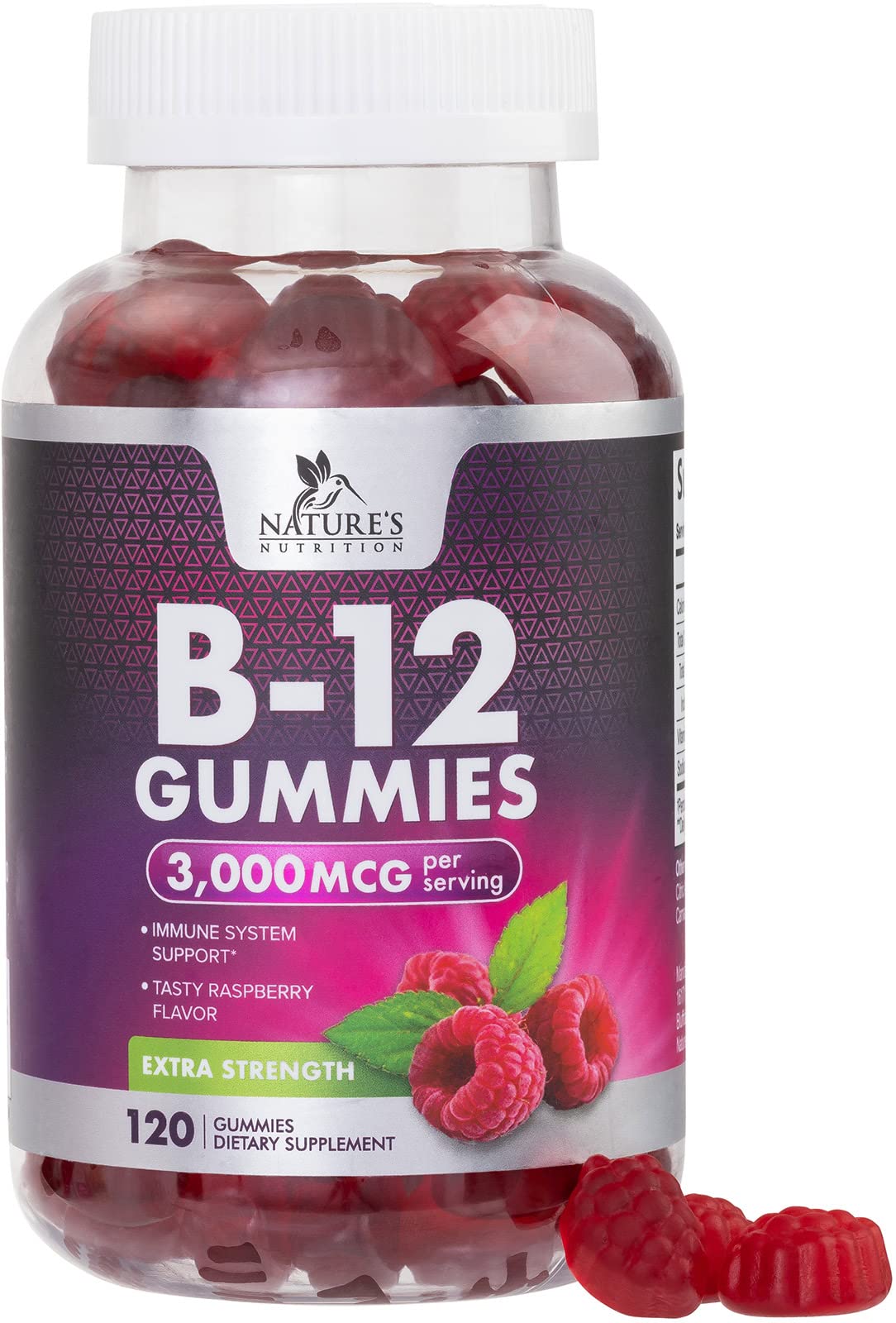 Nature's Nutrition B12 Gummies front view with packaging