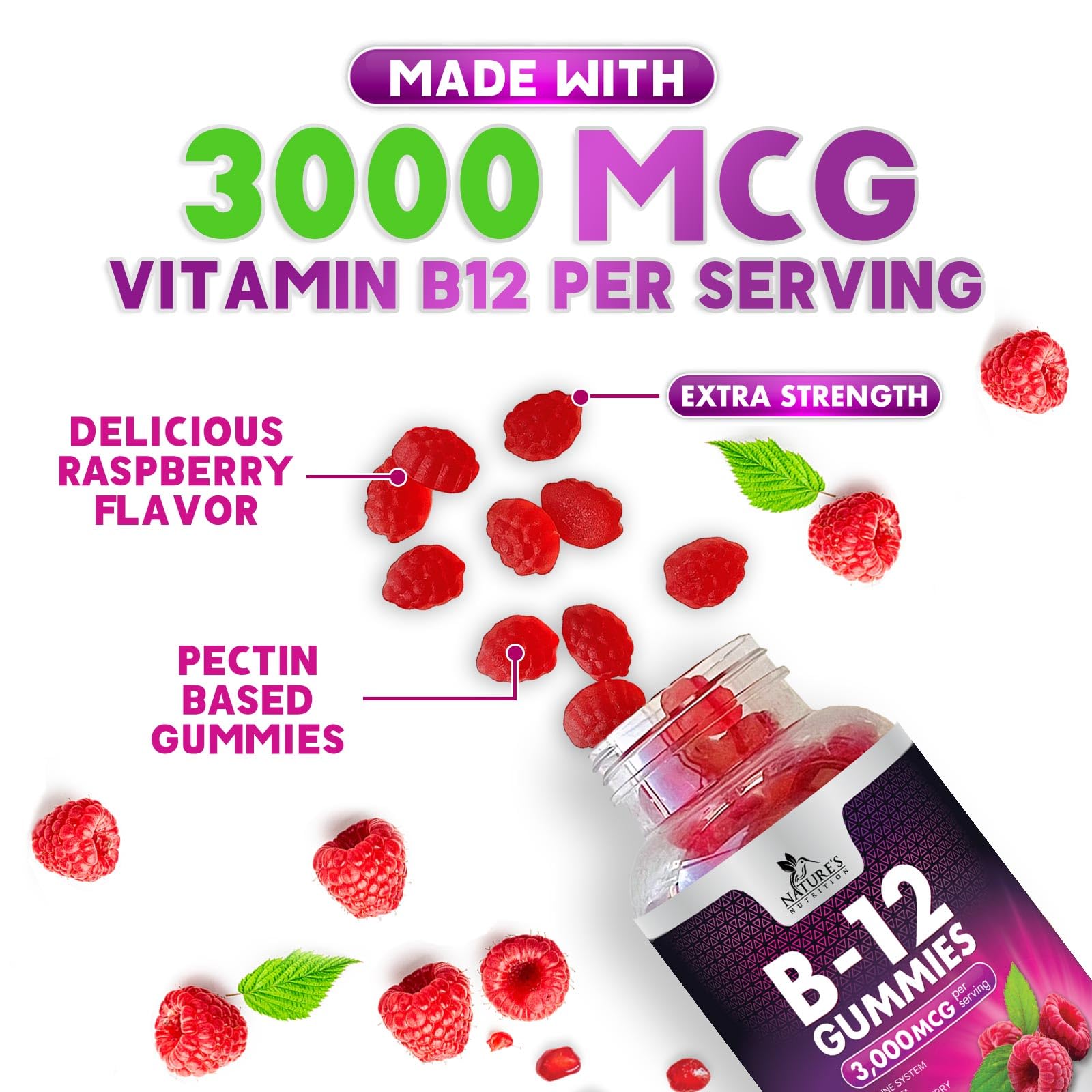 Nature's Nutrition B12 Gummies in a bowl