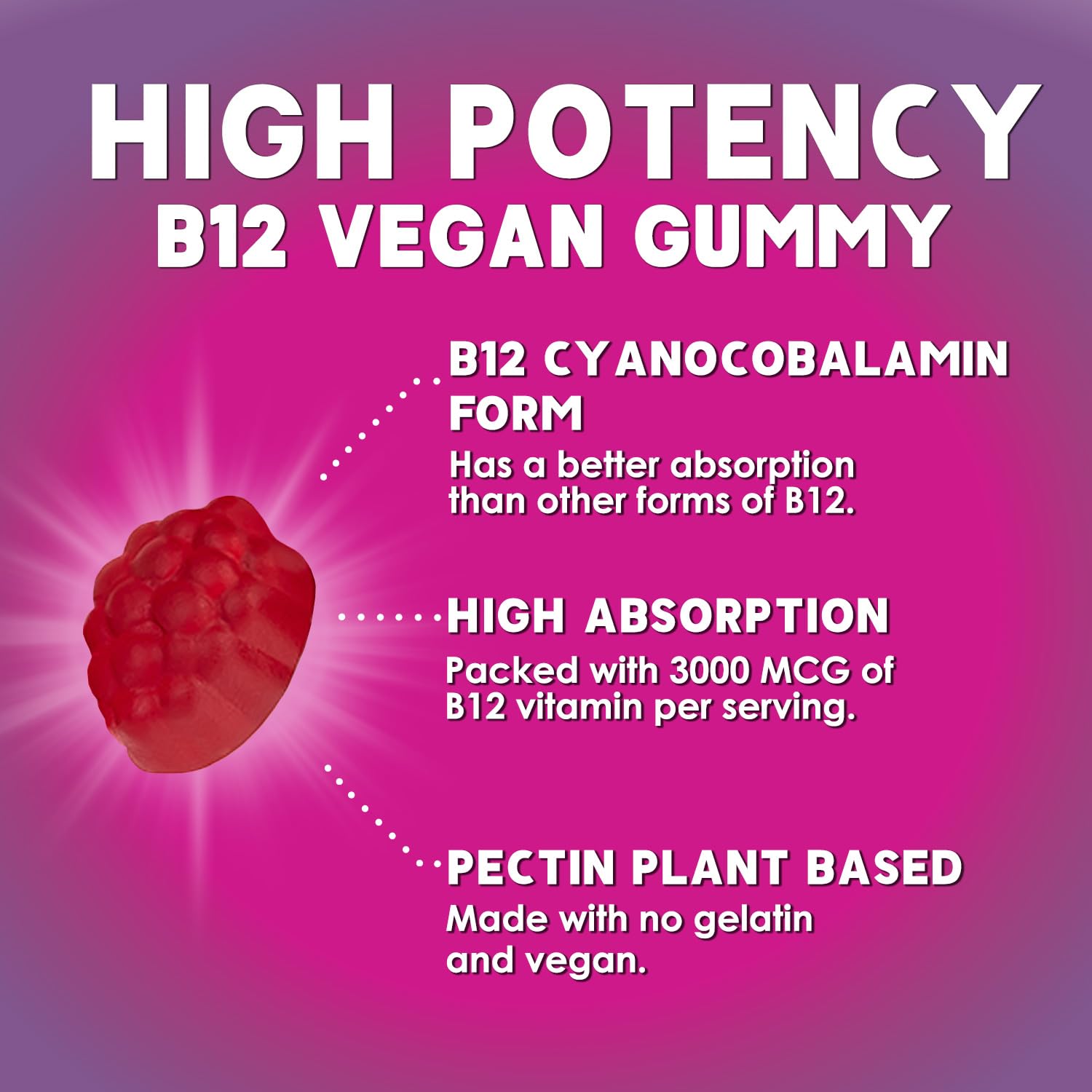 Nature's Nutrition B12 Gummies side view of the bottle
