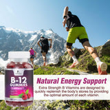 Nature's Nutrition B12 Gummies with fresh raspberries