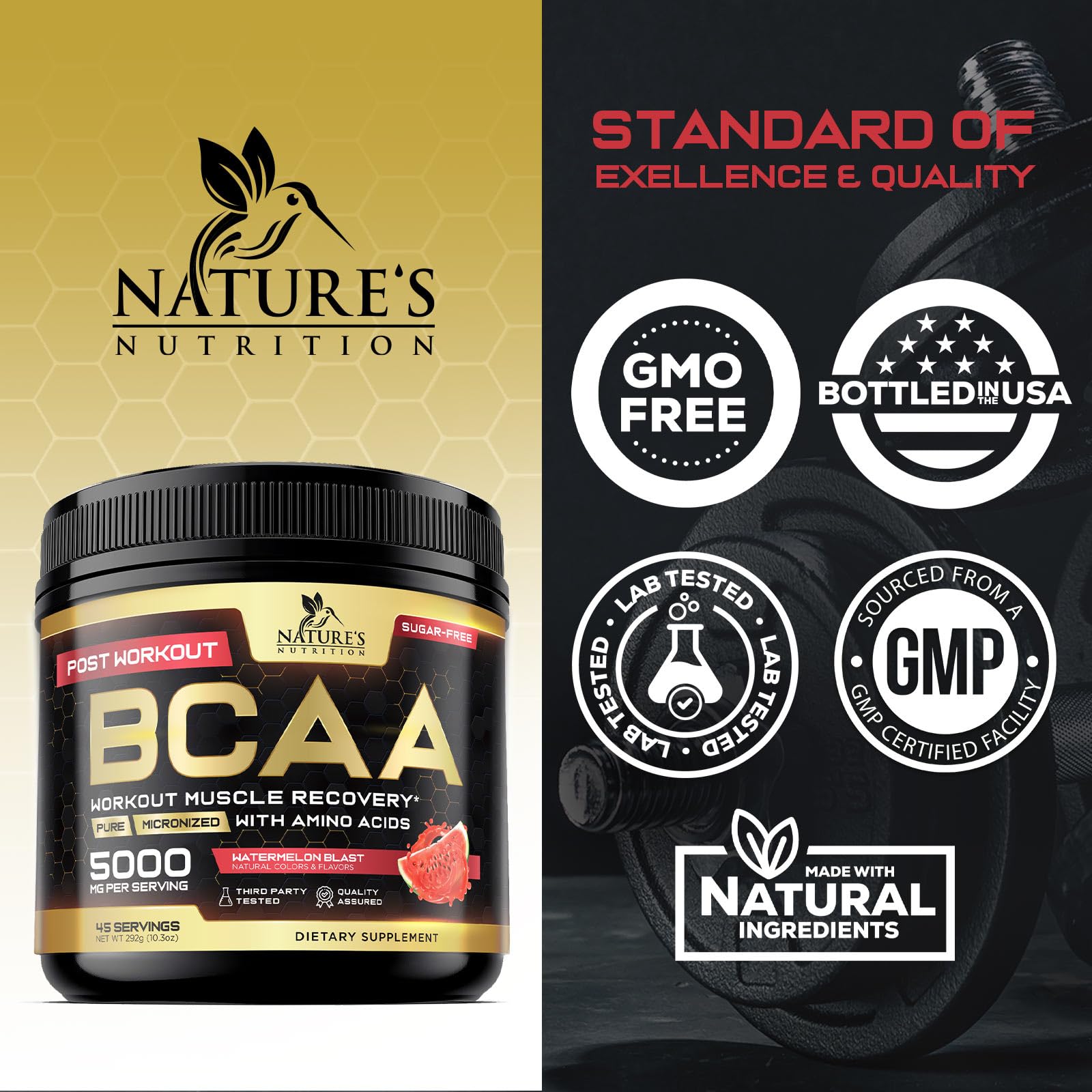 Nature's Nutrition BCAA Amino Acids Powder 358g packaging