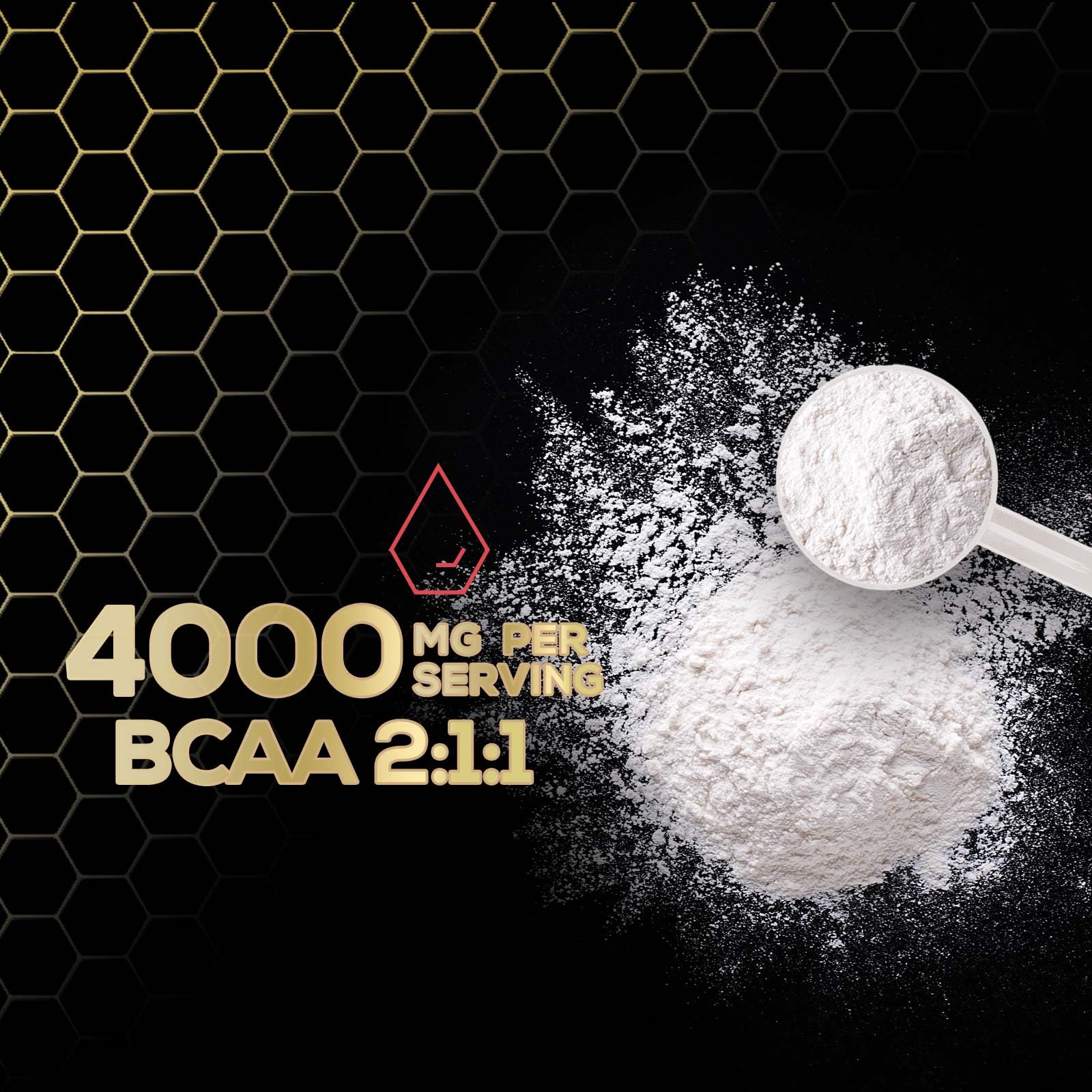 Nature's Nutrition BCAA Amino Acids Powder 358g scoop with powder