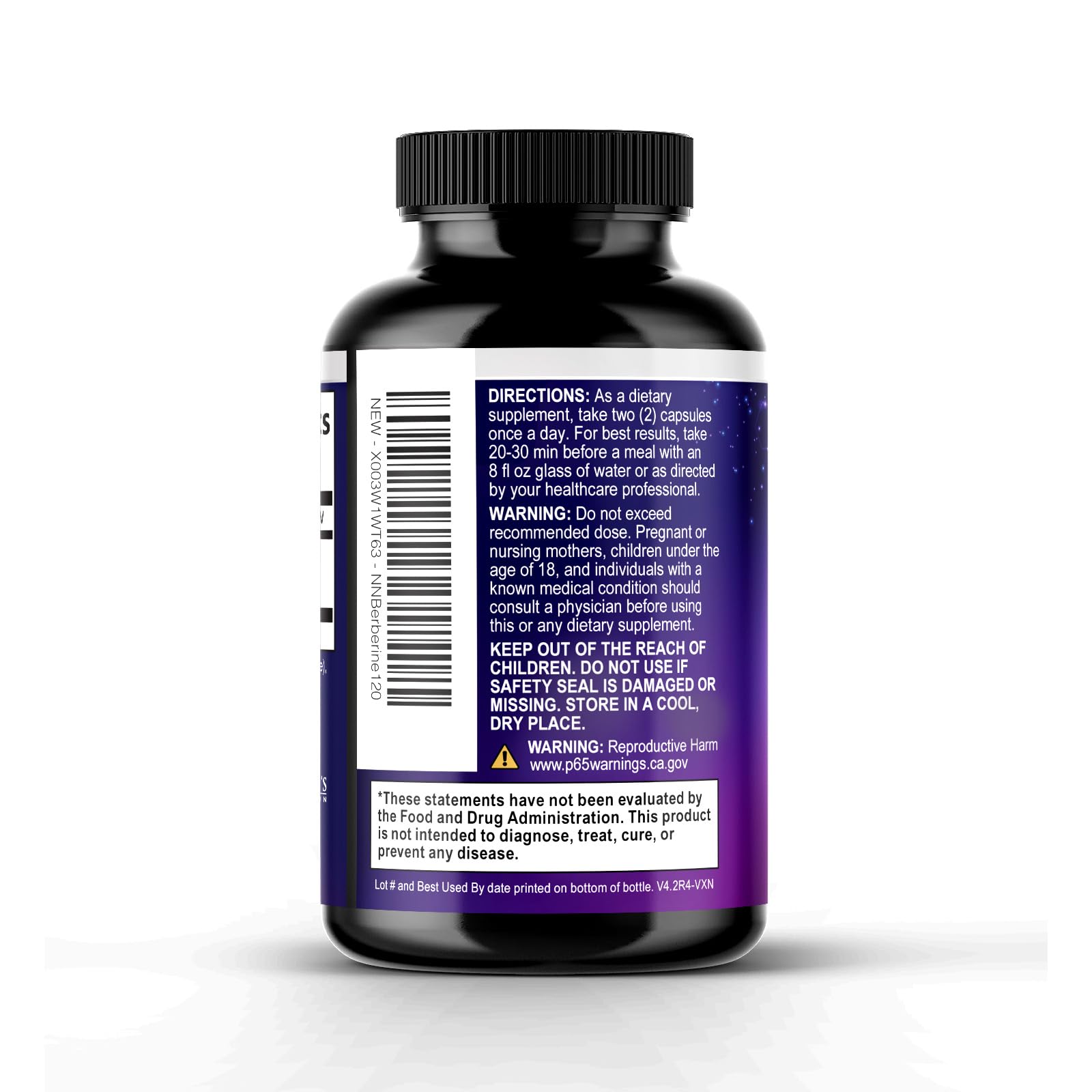 Nature's Nutrition Berberine HCL Supplement 1200mg packaging details