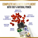 Nature's Nutrition Black Seed Oil Capsules 1000mg on wooden table