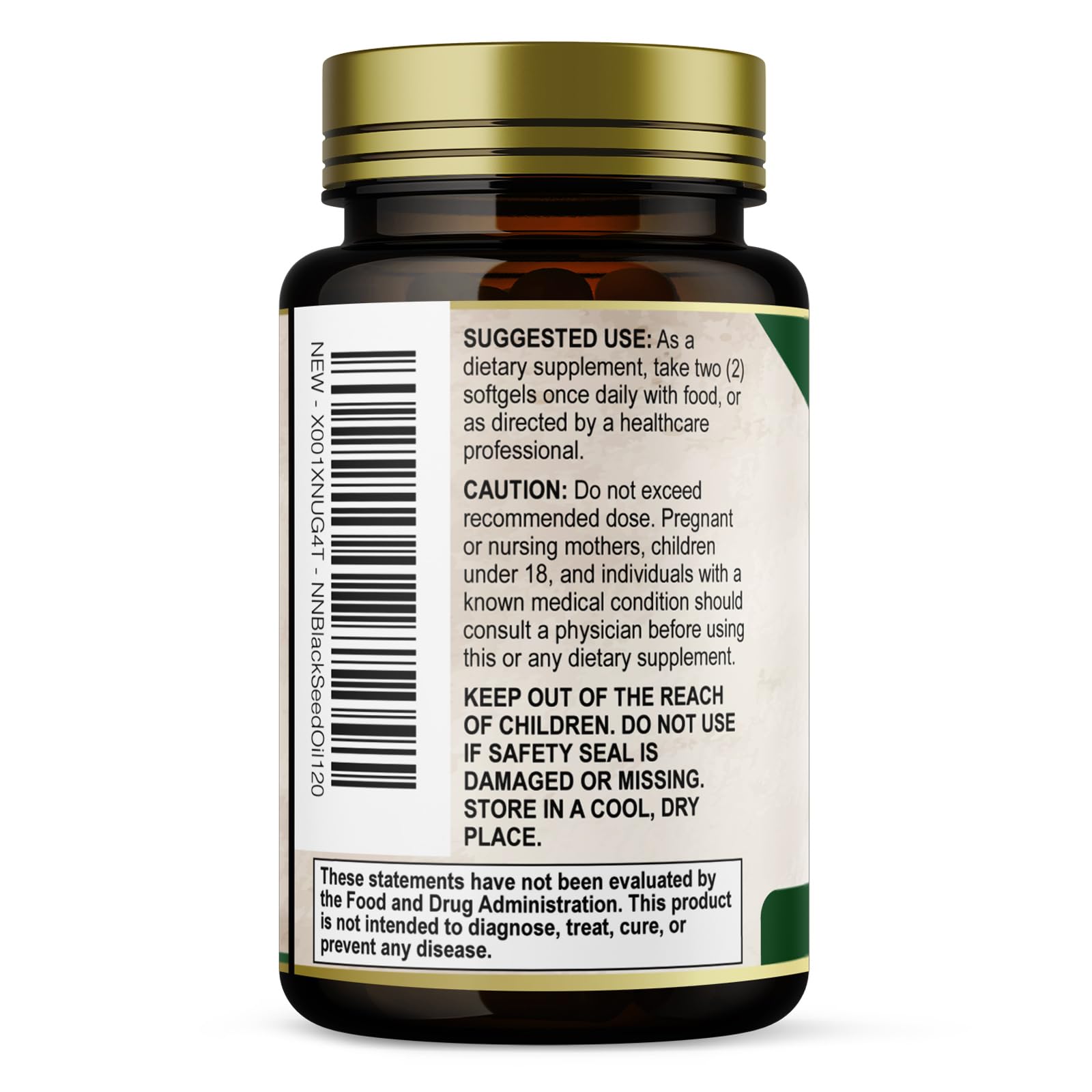 Nature's Nutrition Black Seed Oil Capsules 1000mg softgels on a wooden surface