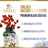 Nature's Nutrition Black Seed Oil Capsules 1000mg with measuring spoon
